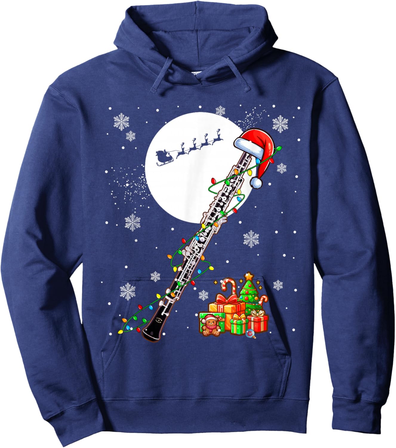 Santa Oboe Christmas Instrumentalist Lover Player Team Hoodie - Hoodie | Navy
