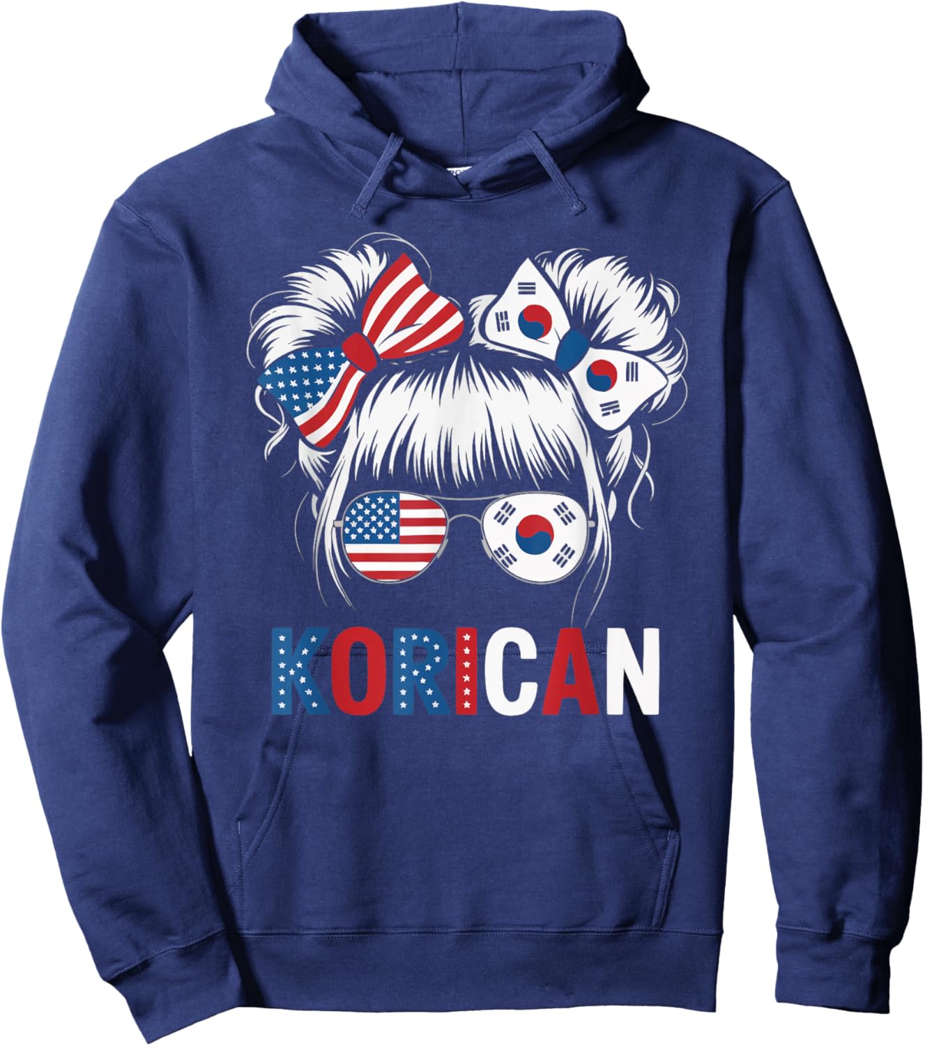 Half American Half Korean USA Flag South Korea America Hoodie - Hoodie | Navy