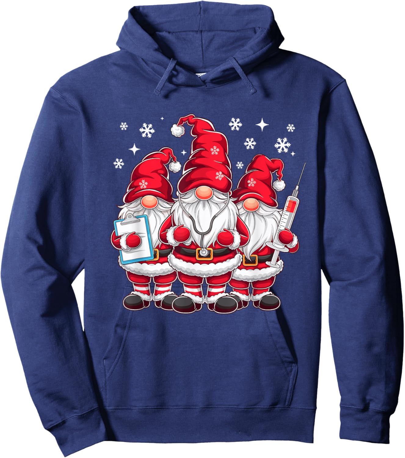 Cute Nursing Christmas Gnomes Xmas Medical Scrub Top Nurse Hoodie - Hoodie | Navy