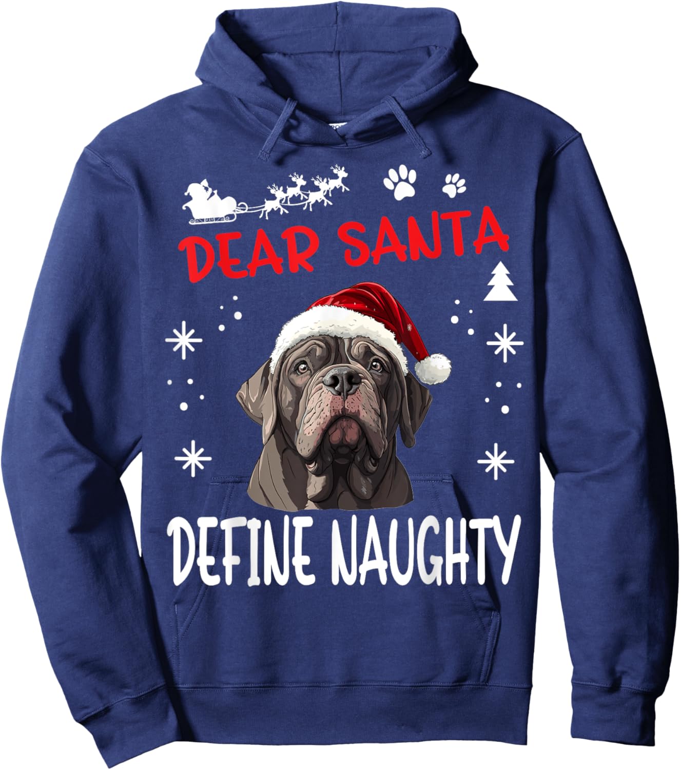 Cute Neapolitan Mastiff Dog Christmas Dear Santa Define Women Kids Hoodie - Hoodie | Navy