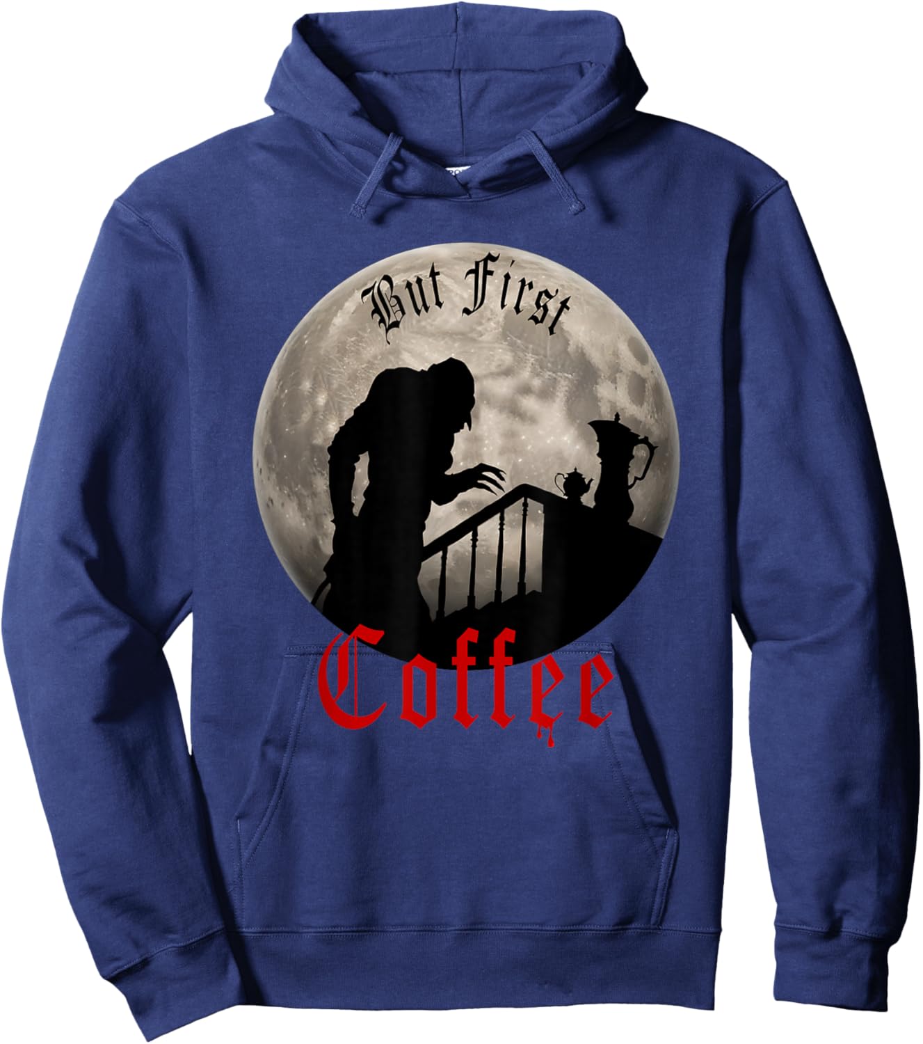 Funny Dracula horror - But First Coffee gothic Vampire fans Hoodie - Hoodie | Navy