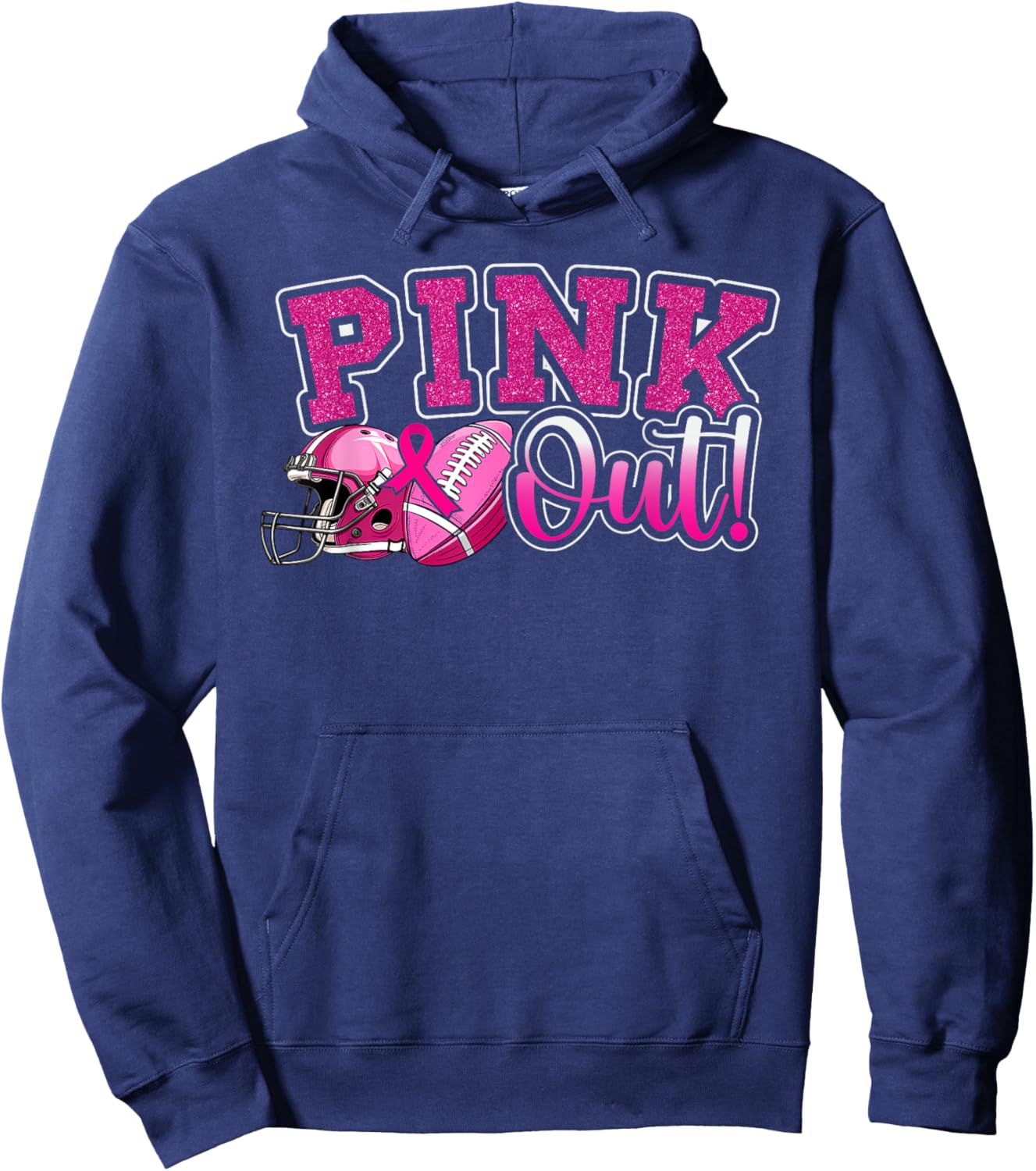 Pink Out Football Breast Cancer Awareness Sport Cheer Women Hoodie - Hoodie | Navy