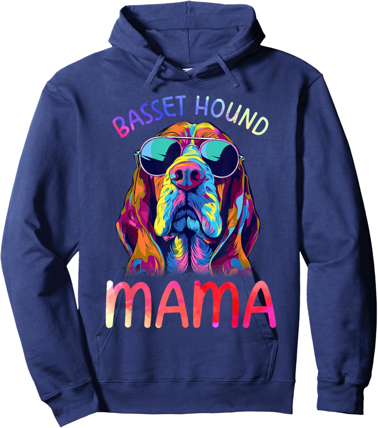 Basset Hound Mom Mama Pop Art Basset Hound Lovers Hoodie - Hoodie | Navy