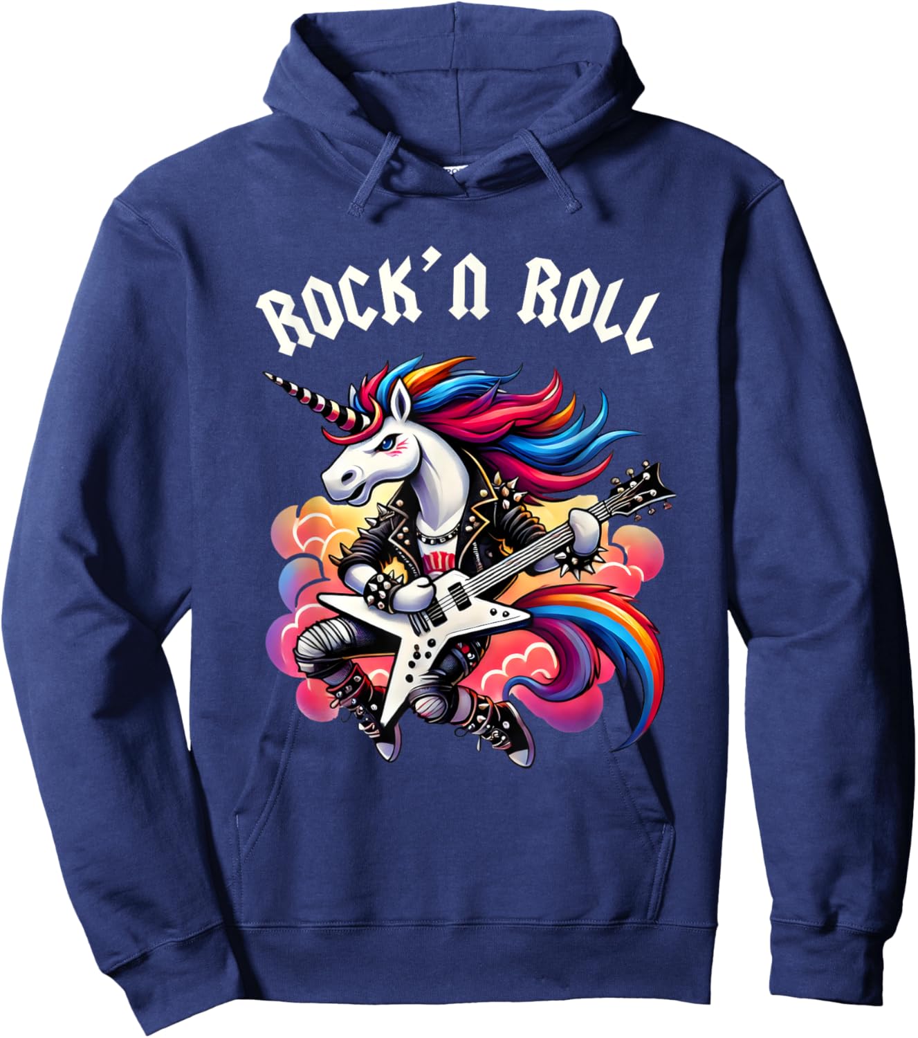 Rock'n Roll Boys Unicorn Rockstar, Punk Goth Band, Kids Boys Hoodie - Hoodie | Navy