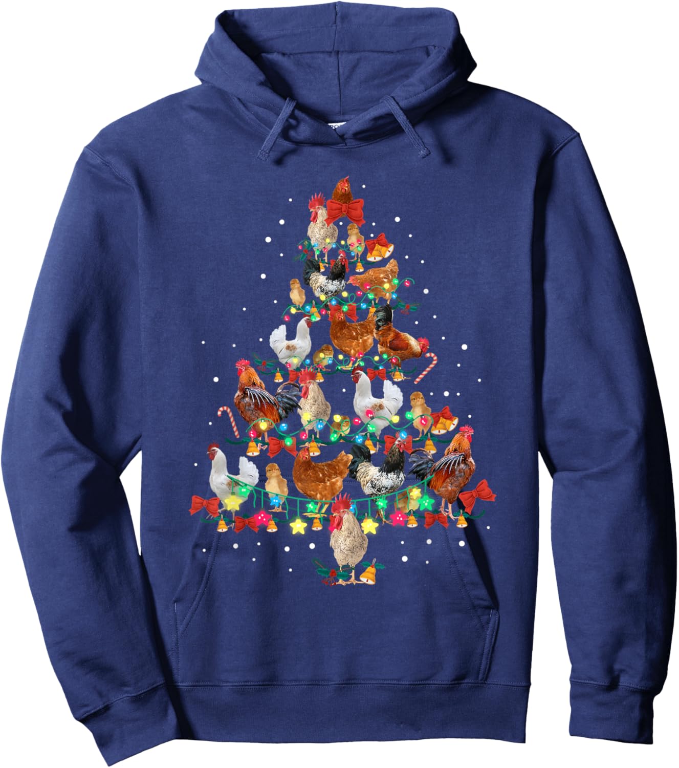 Chicken Christmas Tree Lights Xmas Kids Men Women Hoodie - Hoodie | Navy