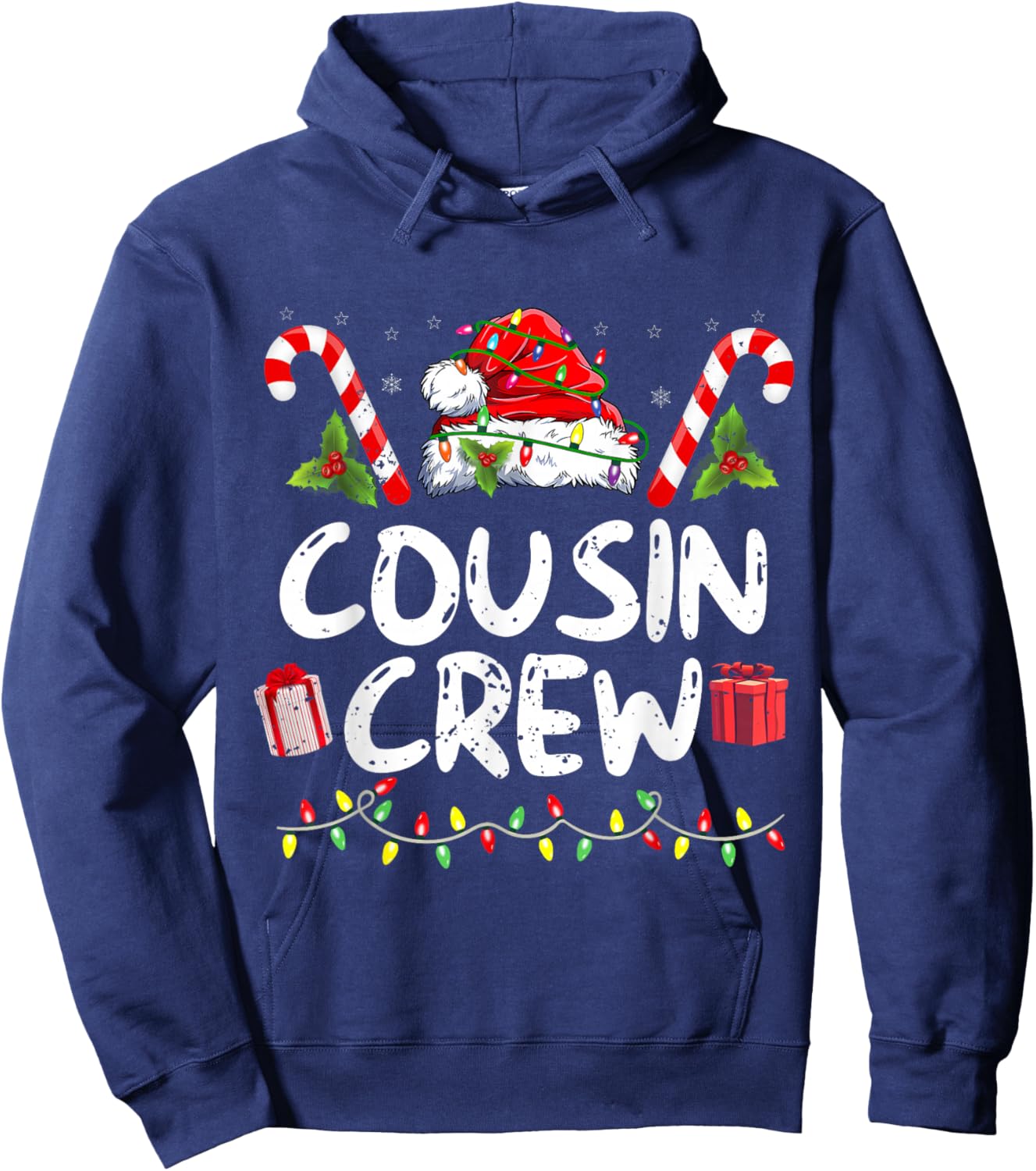 Christmas Cousin Crew Santa Hat Men Women Kids Hoodie - Hoodie | Navy