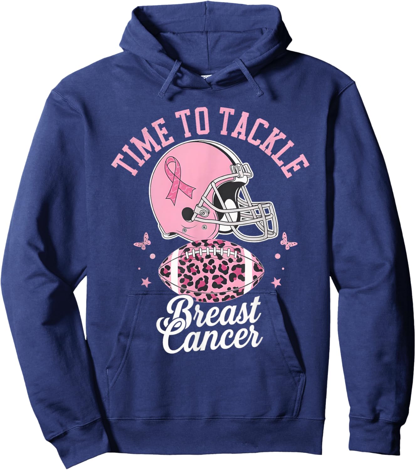 Tackle Football Breast Cancer Awareness Pink Ribbon Boys Kid Hoodie - Hoodie | Navy