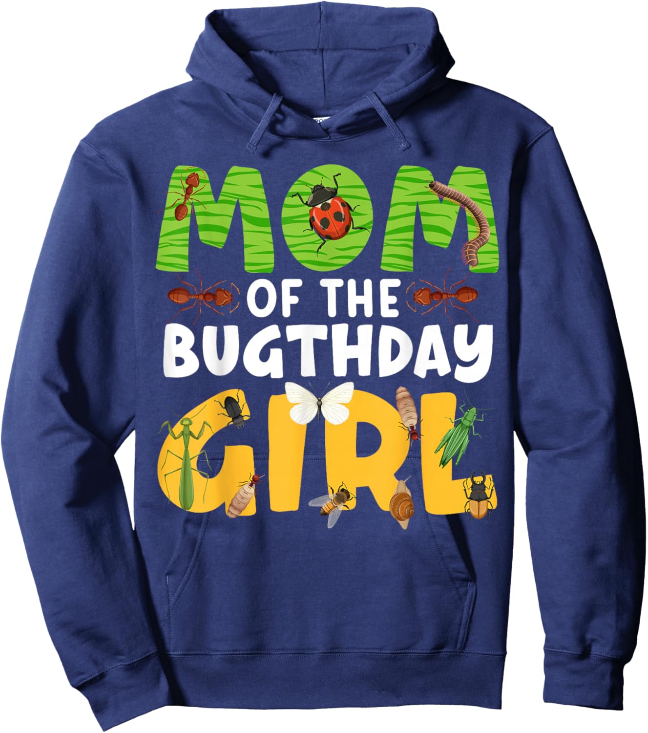 Mom of the Bugthday Girl Bug Theme Birthday Party Insects Hoodie - Hoodie | Navy