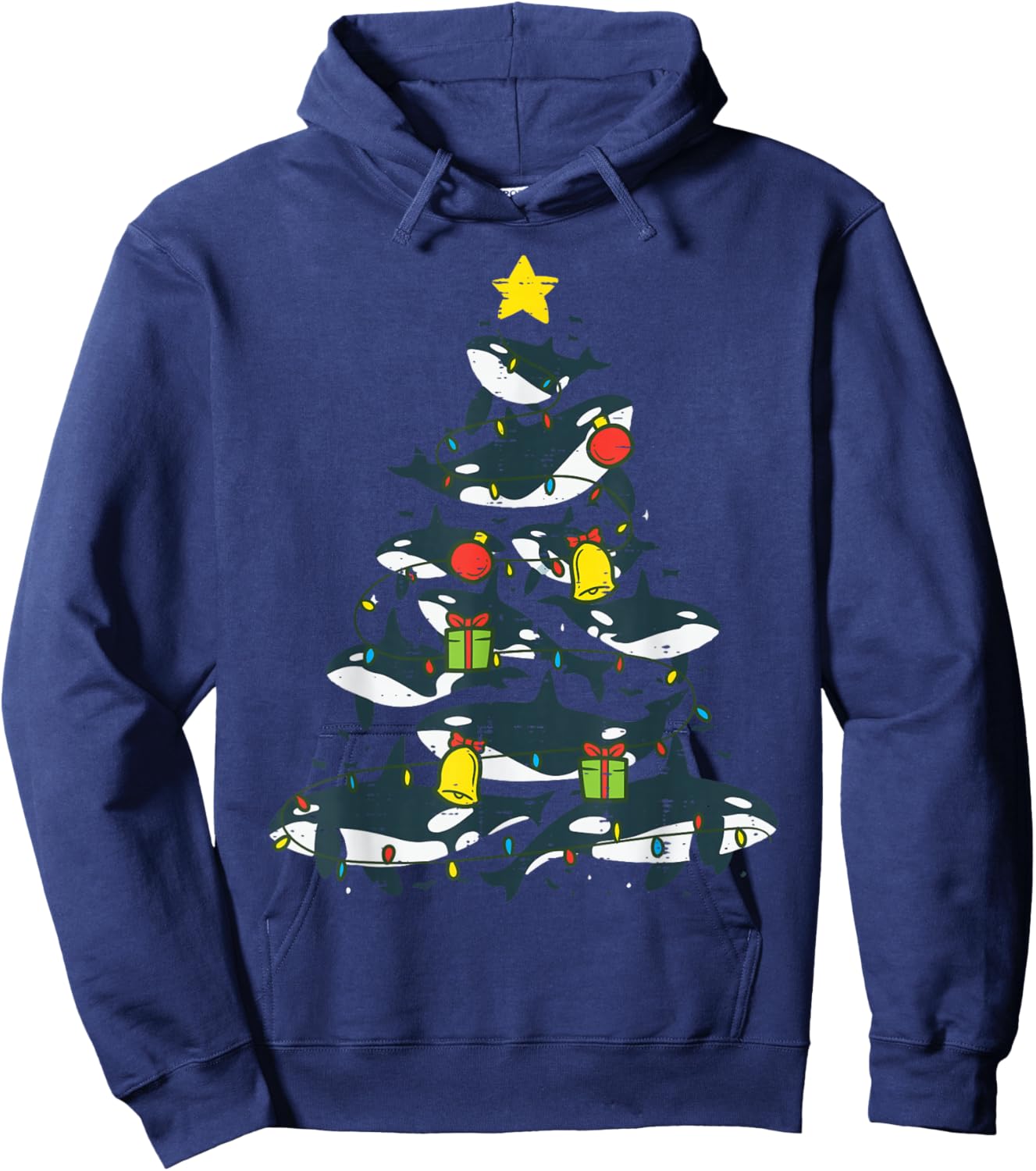 Killer Whales Christmas Tree Xmas Orca Women Men Boys Kids Hoodie - Hoodie | Navy