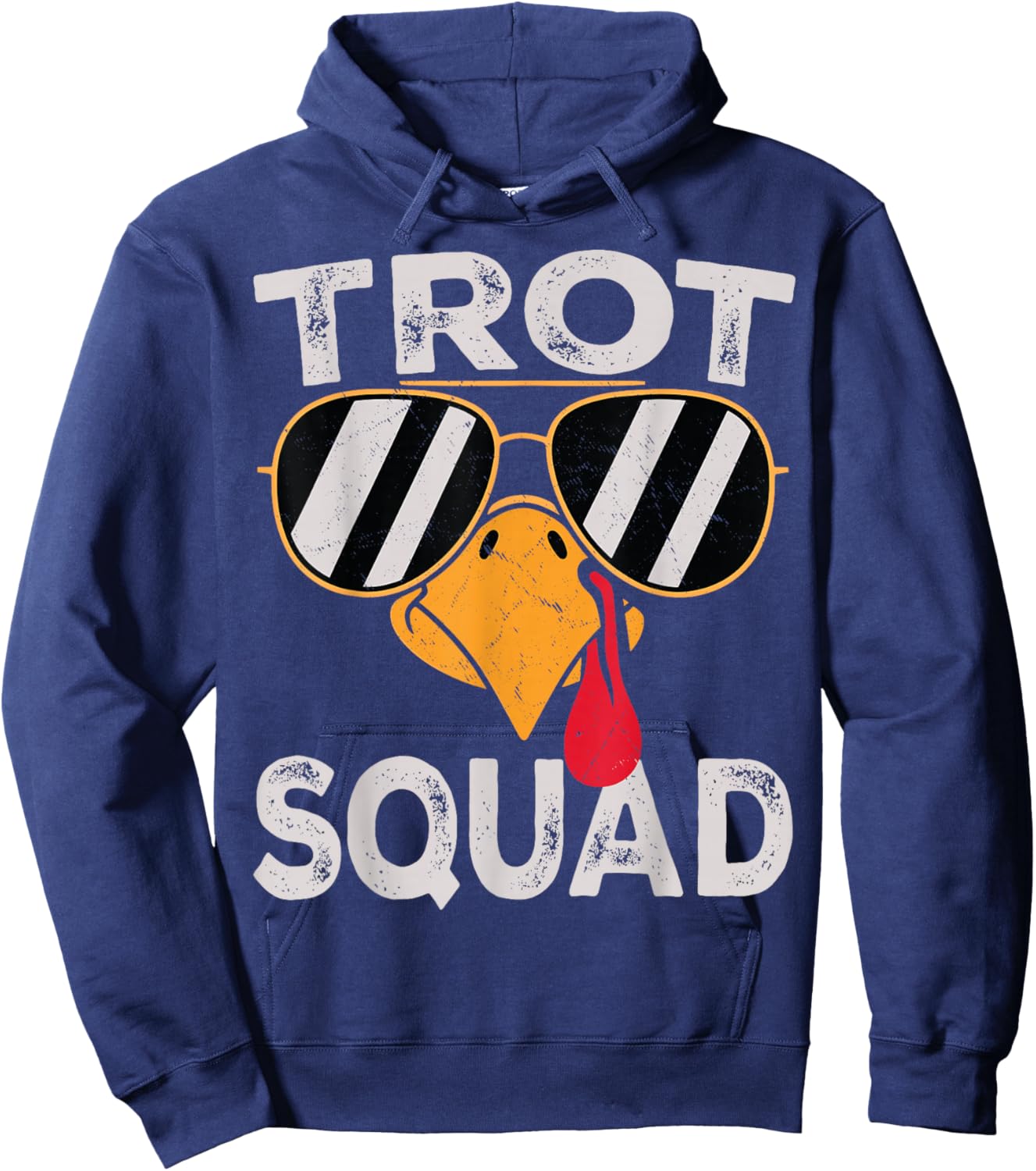 Running Turkey Sunglasses Trot Squad Thanksgiving Hoodie - Hoodie | Navy