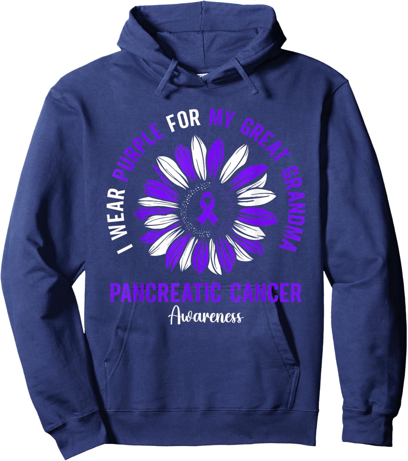 I Wear Purple For My Great Grandma Pancreatic Cancer Hoodie - Hoodie | Navy