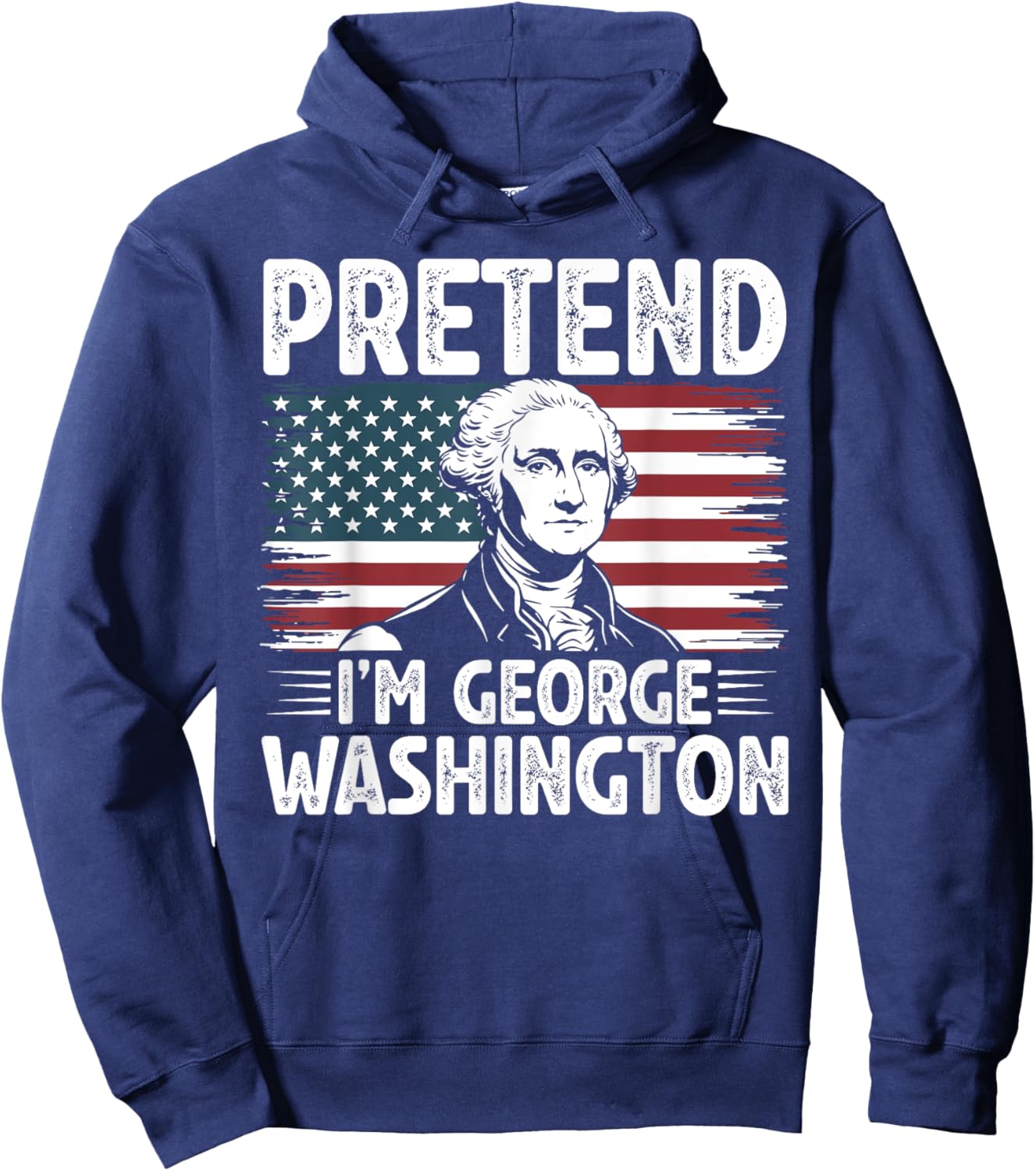 Pretend I'm George Washington Vintage Halloween Costume Hoodie - Hoodie | Navy