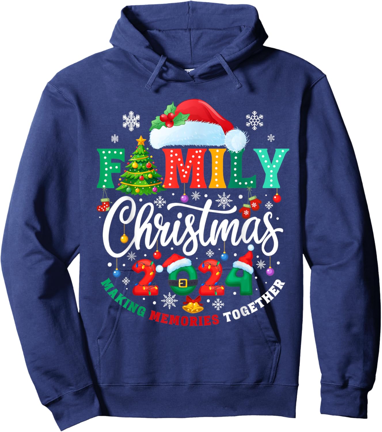 Family Christmas 2024 Matching Outfit Xmas Squad Santa Group Hoodie - Hoodie | Navy