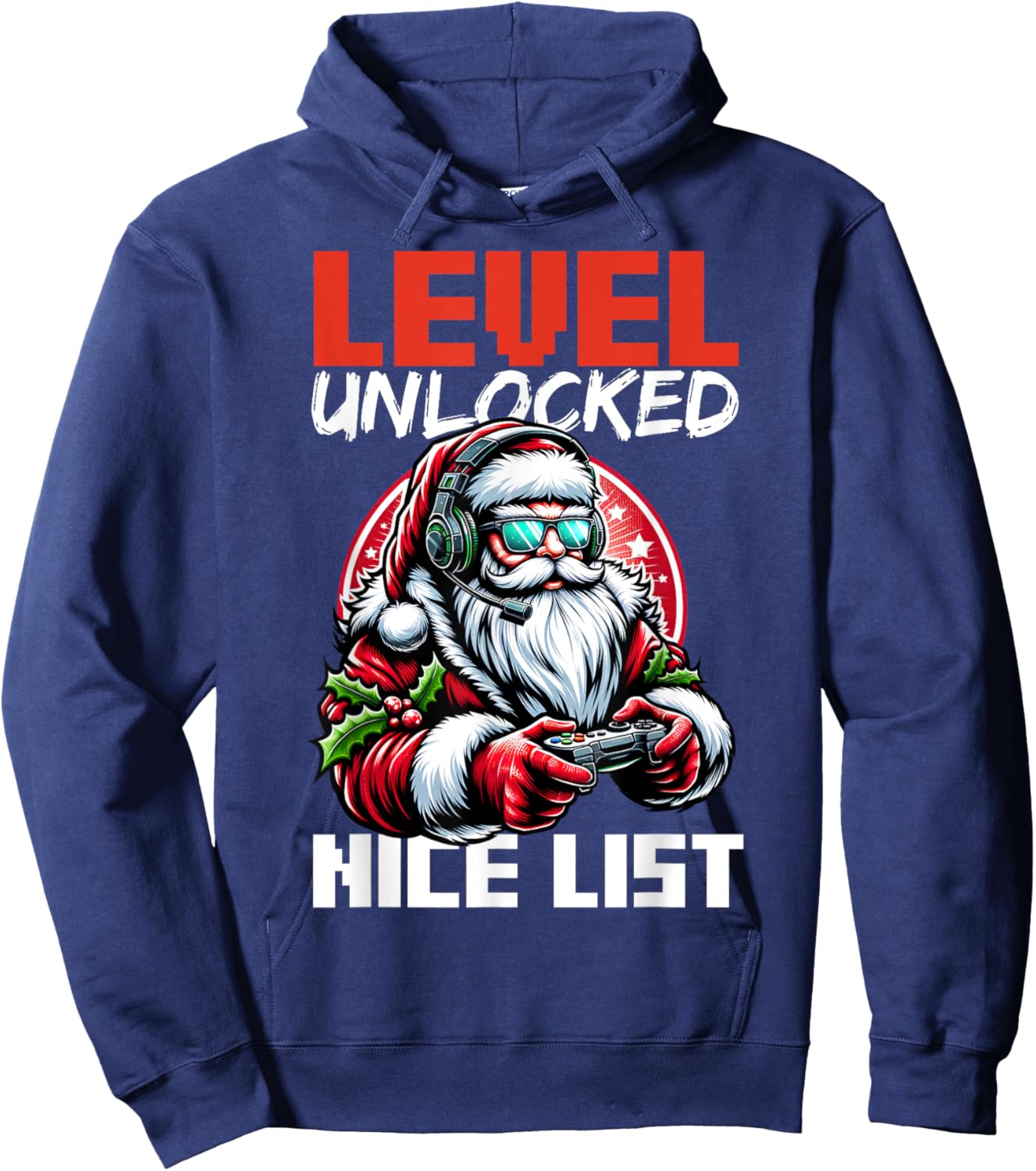 Christmas Gamer Boys Nice List Video Game Santa Xmas Hoodie - Hoodie | Navy