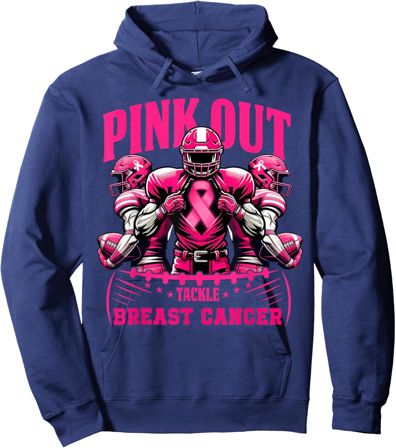 Pink Out Football Game Tackle Breast Cancer Spirit Week Hoodie - Hoodie | Navy