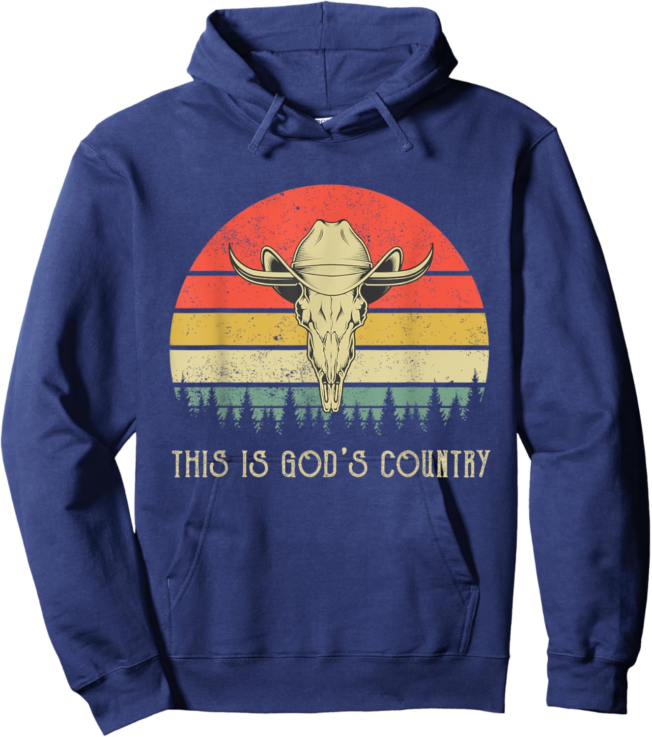 This Is God's Music Country Outfit Bull Skulls Western Howdy Hoodie - Hoodie | Navy