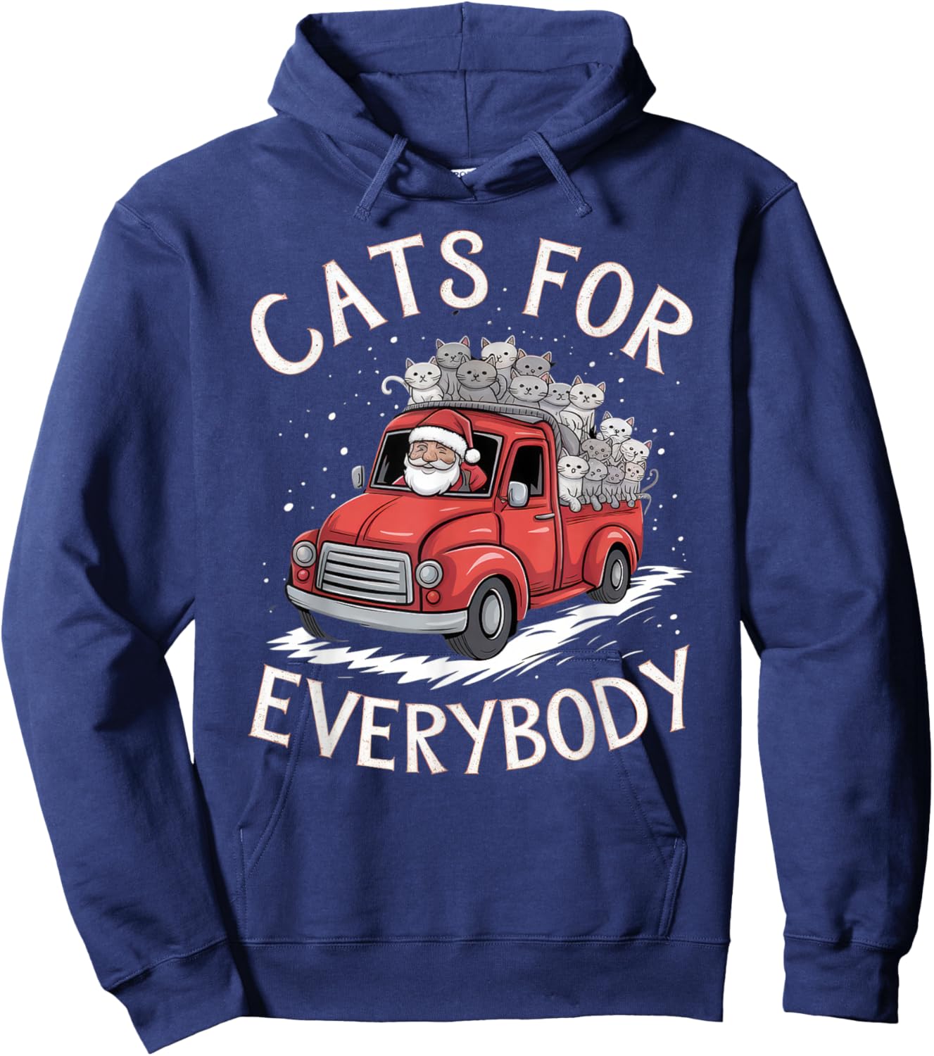 Cats for Everybody Christmas Shirt Funny Xmas Women Santa Hoodie - Hoodie | Navy