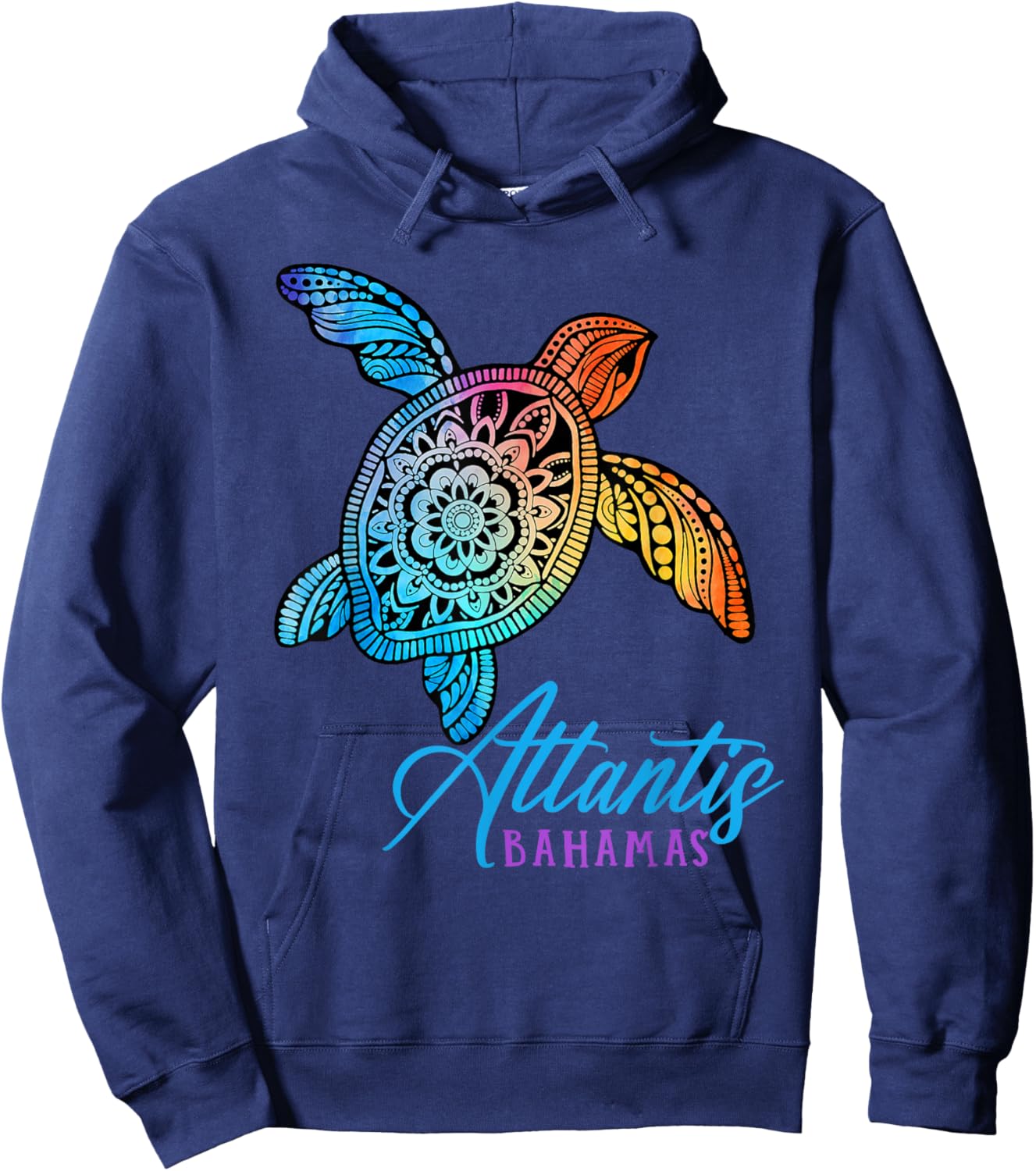 Atlantis Bahamas Atlantis Tribal Tie Dye Sea Turtle Hoodie - Hoodie | Navy