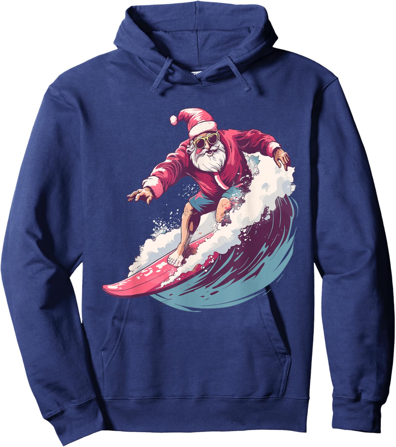 Christmas Surfing Santa Surfboarder Surf Lover Xmas Pajama Hoodie - Hoodie | Navy