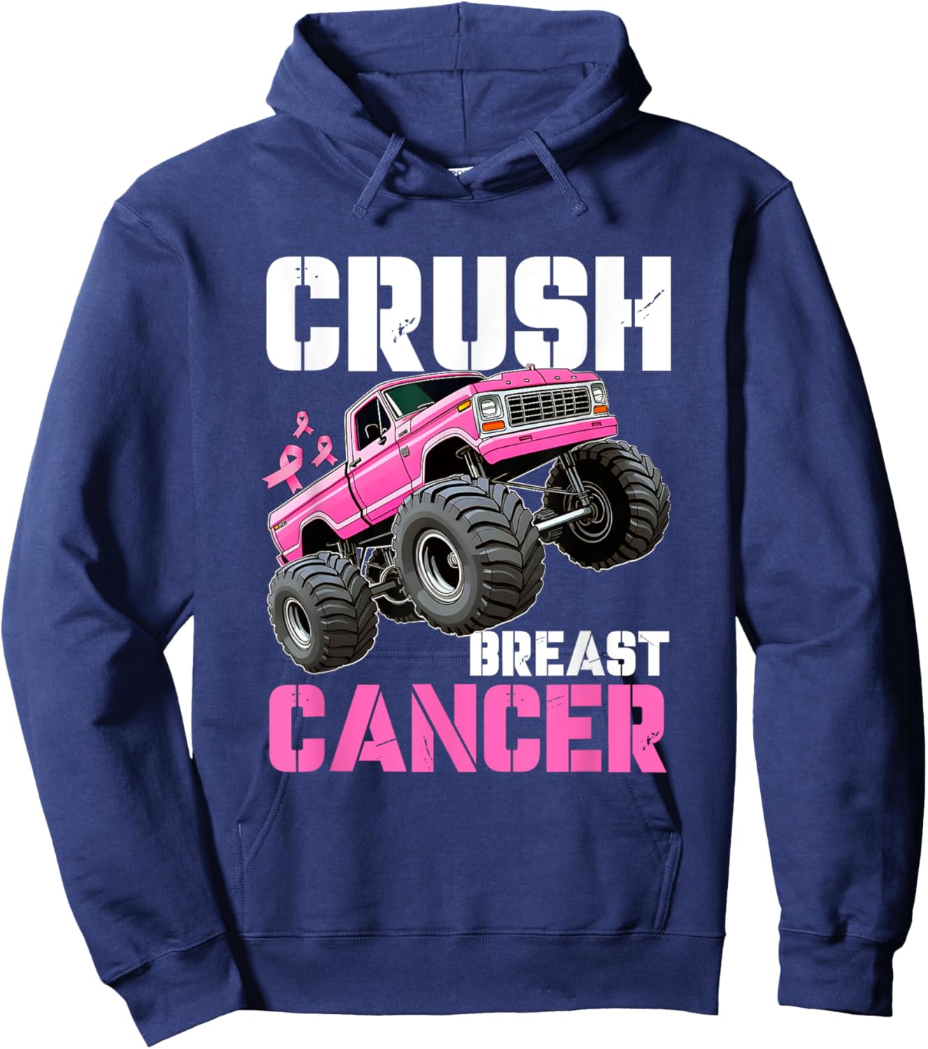 Crush Breast Cancer Monster Truck Wear Pink Hoodie - Hoodie | Navy