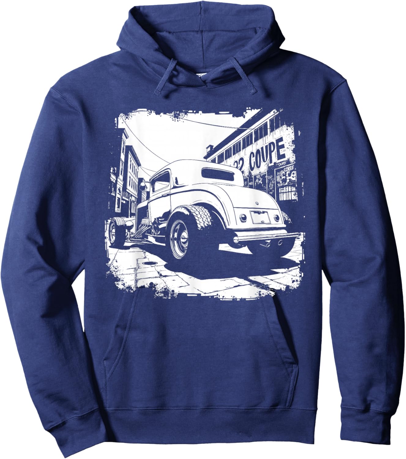 32 Deuce Coupe Silhouette 3 Window Deuce Coupe Hot Rod Hoodie - Hoodie | Navy