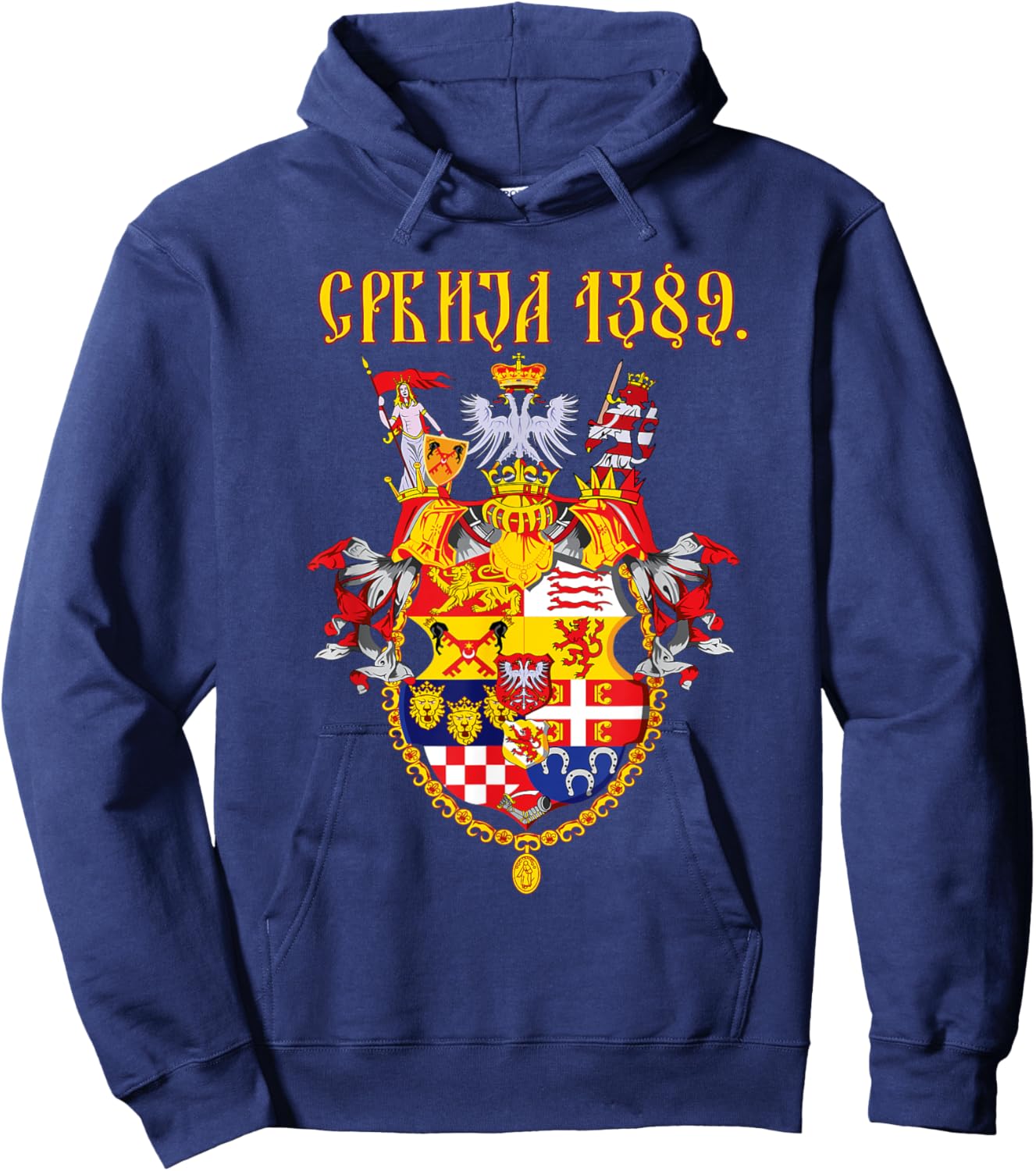 Serbia Srbija, Medieval Kingdom of Serbia, Cyrillic Srbija Hoodie - Hoodie | Navy