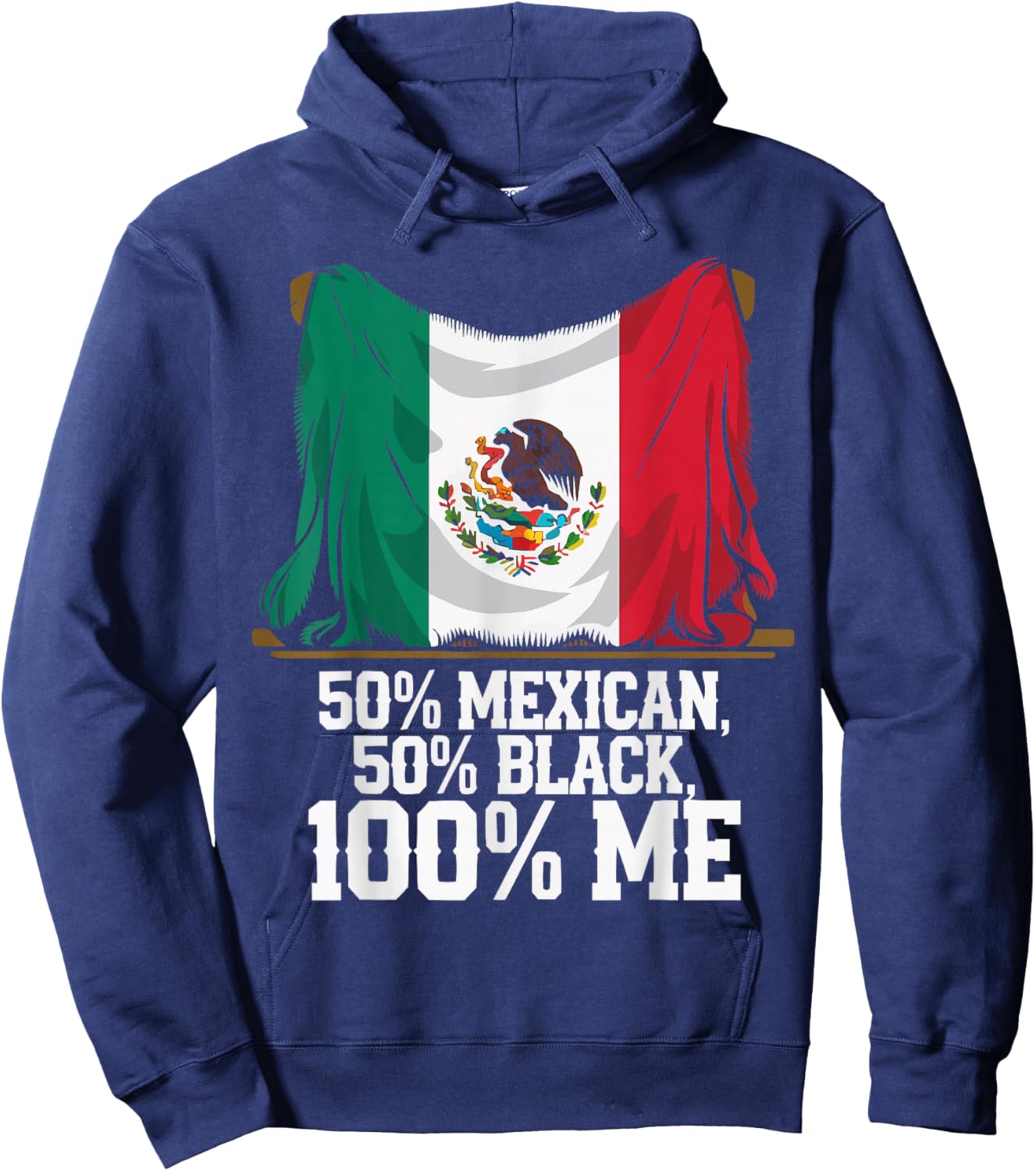 Half Mexican Half African American USA Flag Black America Hoodie - Hoodie | Navy