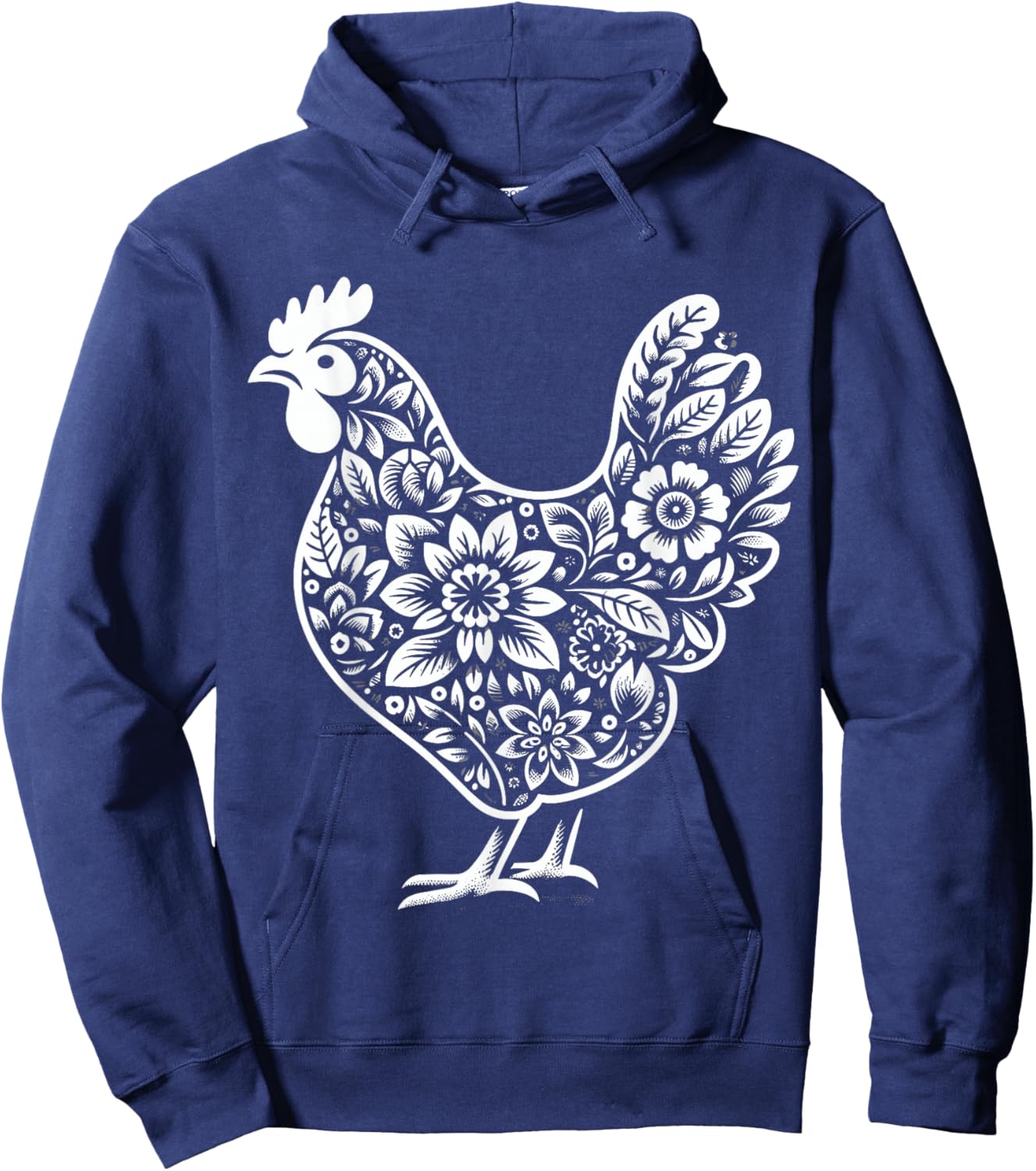 Floral Chicken Farmer Chicken Girl Flower Hoodie - Hoodie | Navy