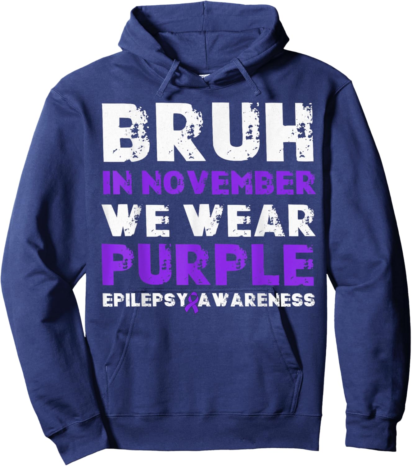 Bruh In November We Wear Purple Epilepsy Awareness Boys Kids Hoodie - Hoodie | Navy
