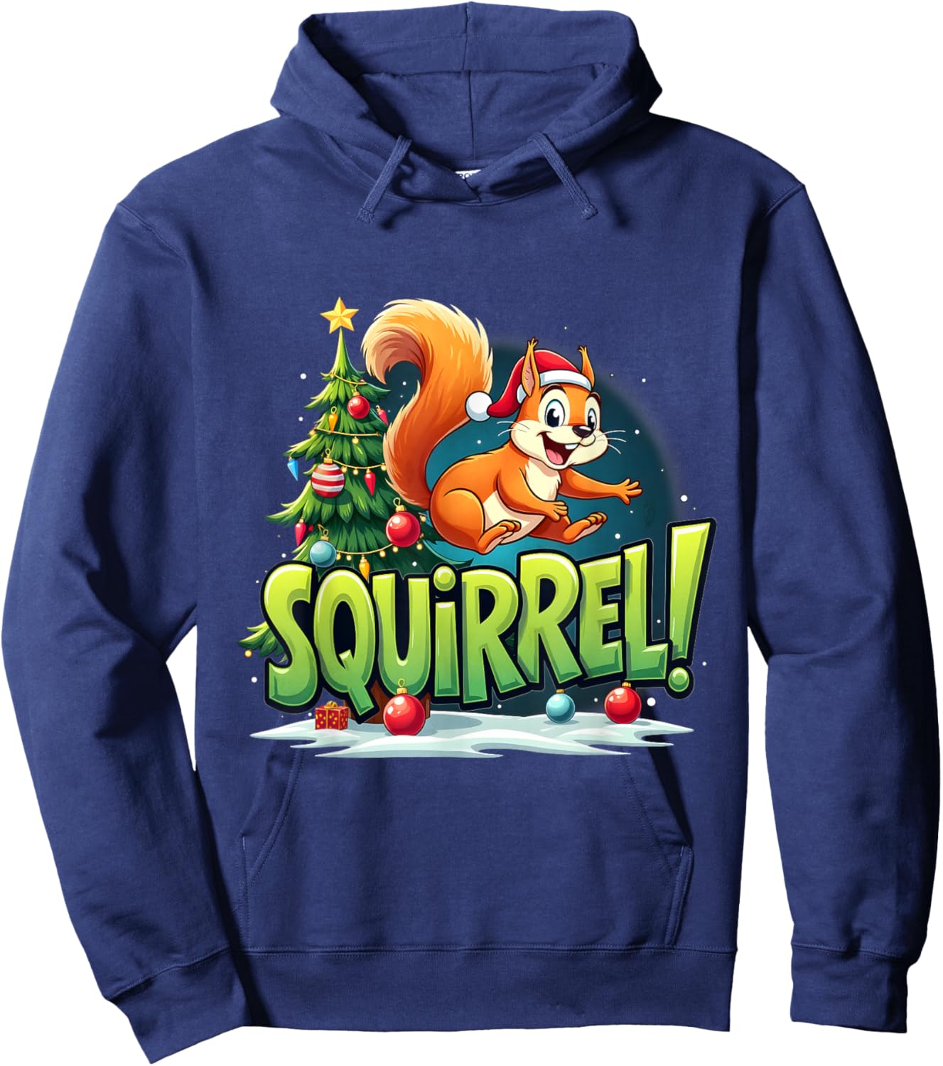 Merry Christmas Squirrel! Funny Christmas Xmas Squirrel Hoodie - Hoodie | Navy