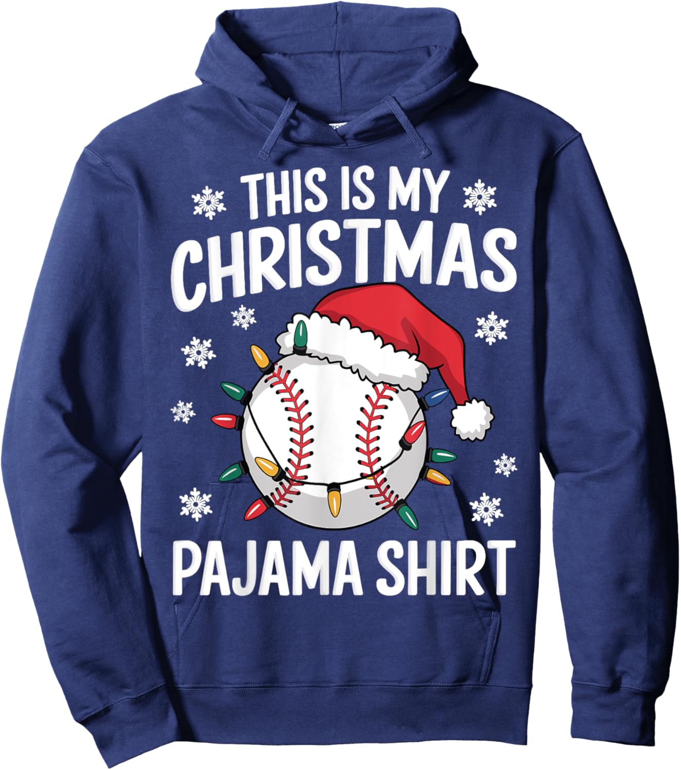 This Is My Christmas Baseball Pajama Shirt Xmas Baseball PJ Hoodie - Hoodie | Navy