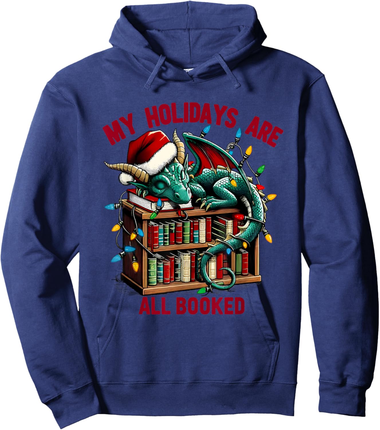 Christmas Dragon My Holidays Are All Booked Book Lovers Kids Hoodie - Hoodie | Navy