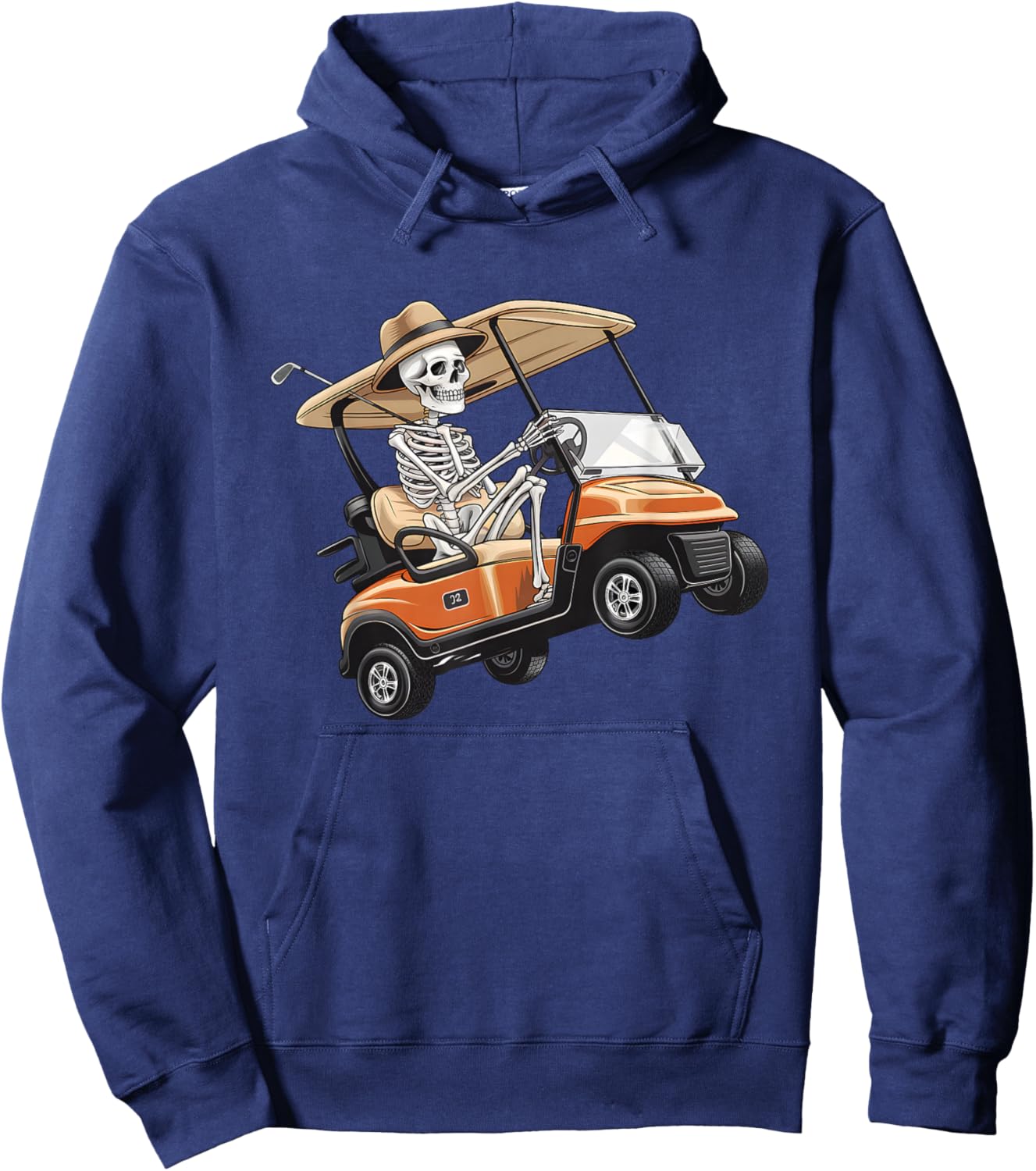 Halloween Funny Skeleton Riding Golf Cart Golfer Sport Lover Hoodie - Hoodie | Navy