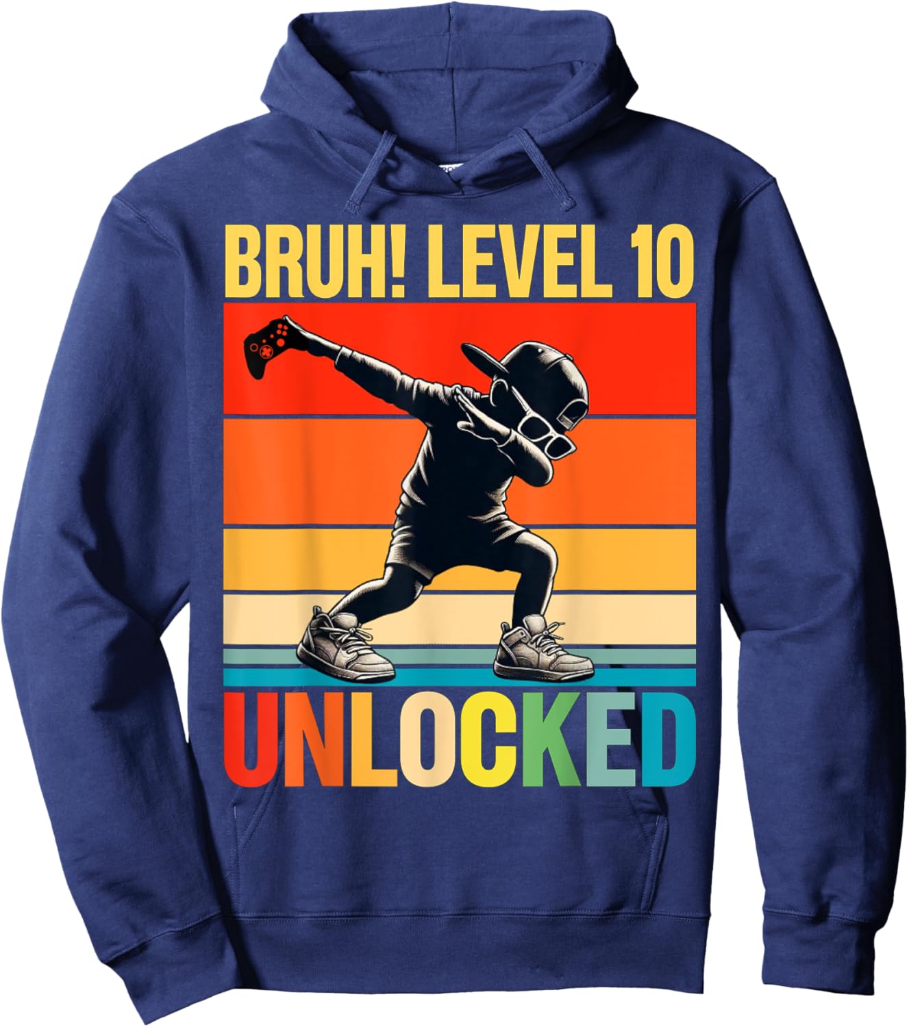 10 Year Old Birthday Dabbing Boy Bruh 10th level unlocked Hoodie - Hoodie | Navy
