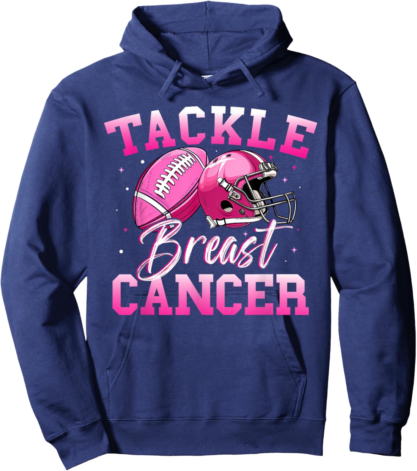 Tackle Breast Cancer Awareness Sport Football Pink Cheer Boy Hoodie - Hoodie | Navy