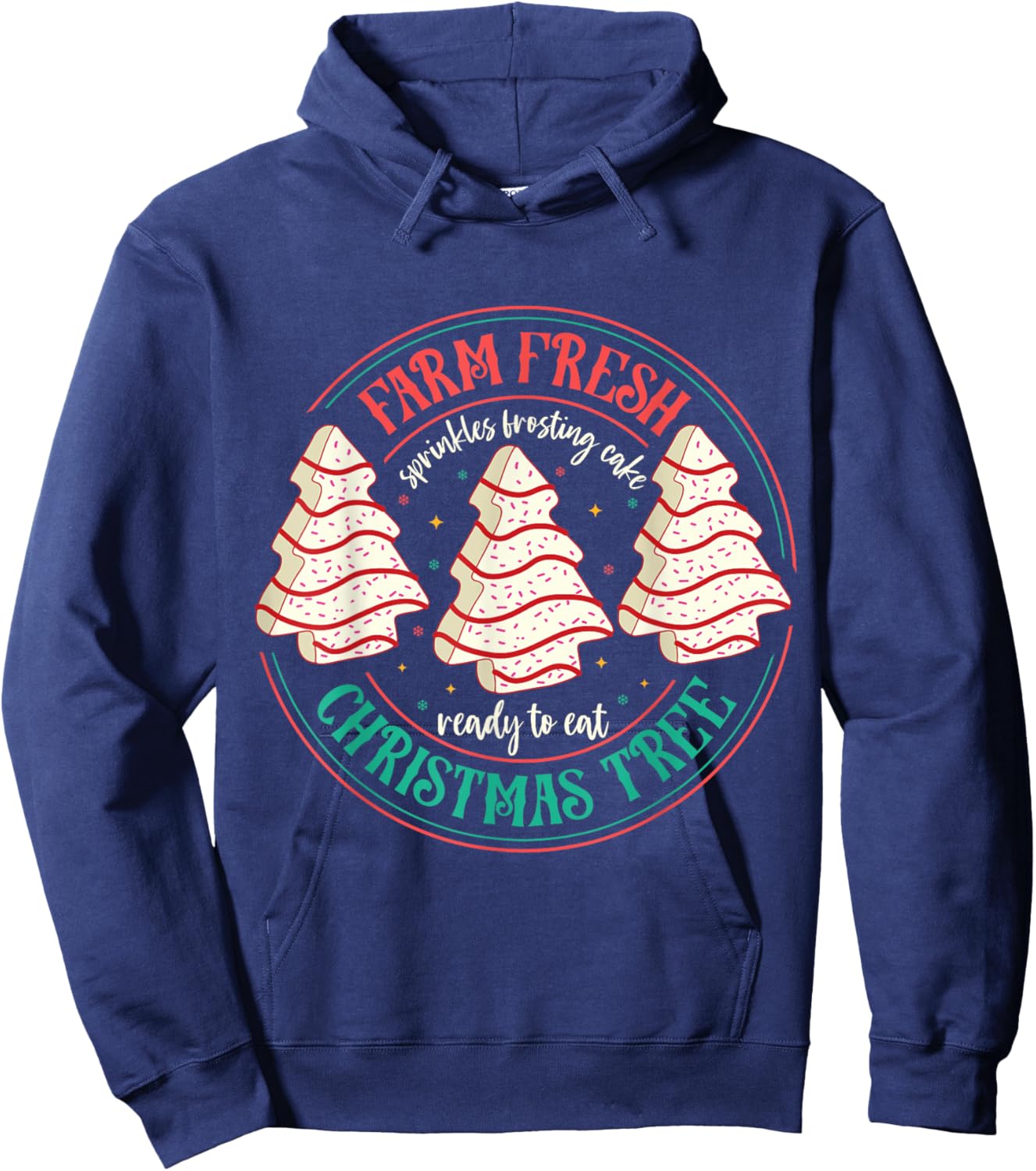 Farm Fresh Christmas Tree Cakes -Kids Black Christmas Tree Holiday Hoodie - Hoodie | Navy