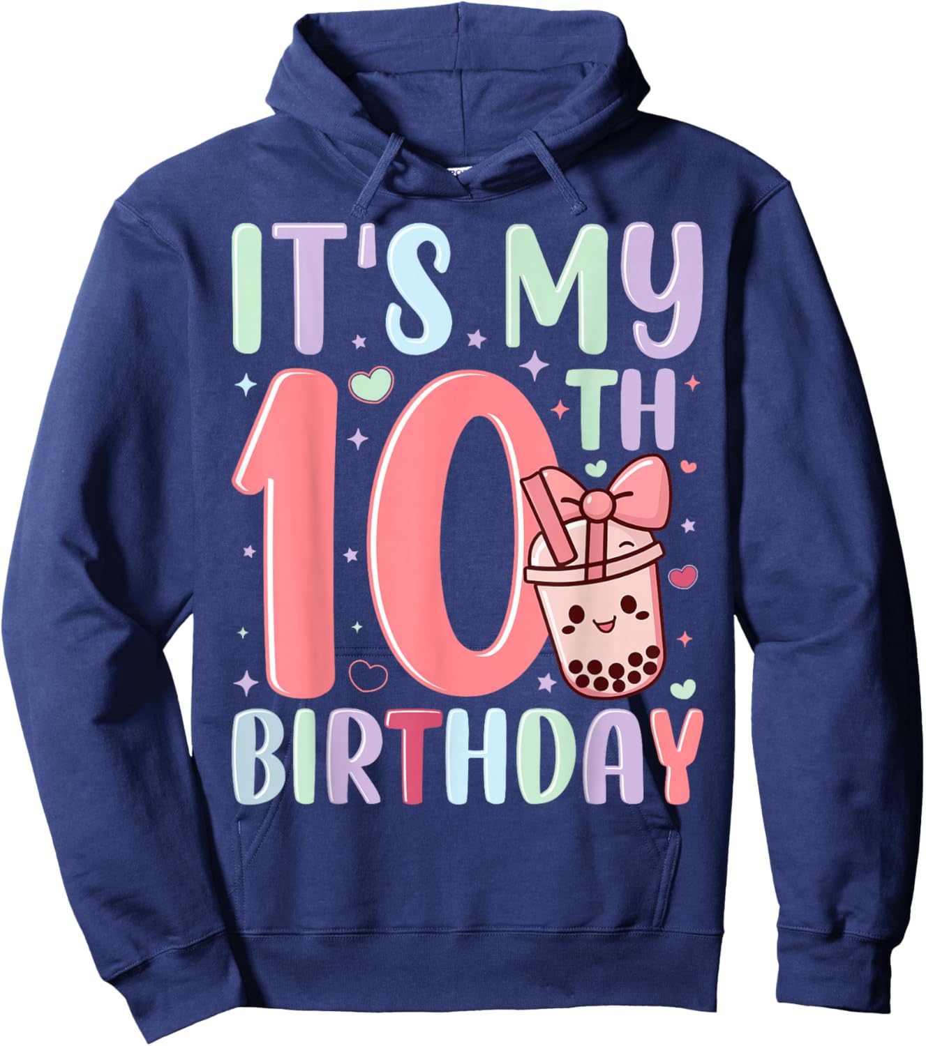 It's My 10th Birthday Bubble Boba Tea Party 10 Year Old Girl Hoodie - Hoodie | Navy