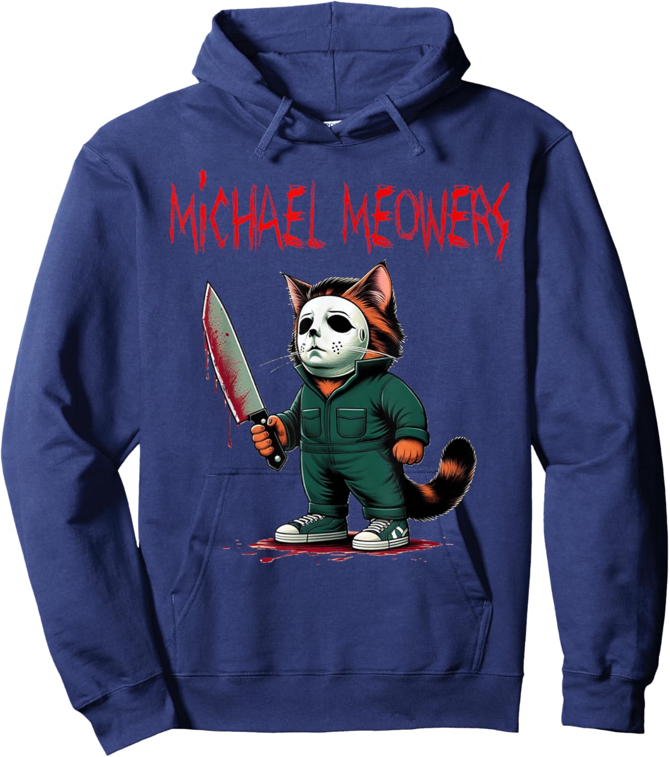 Michael Meowers Halloween Costume Funny Scary Cat Hoodie - Hoodie | Navy