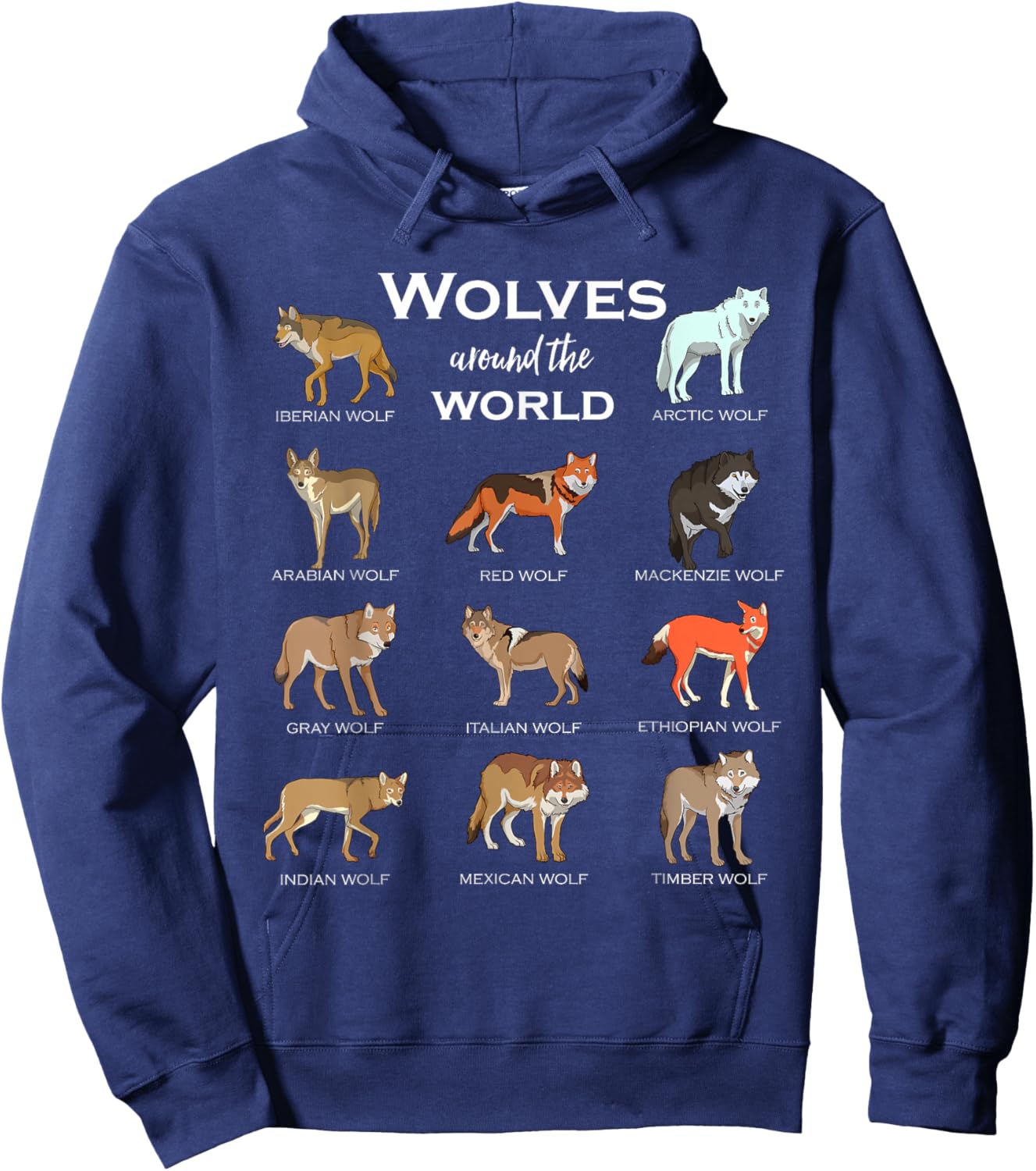Wolves of the World Hoodie - Hoodie | Navy