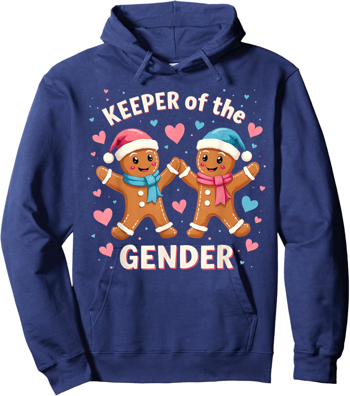 Keeper Of The Gender Reveal Baby Shower Gingerbread Xmas Hoodie - Hoodie | Navy