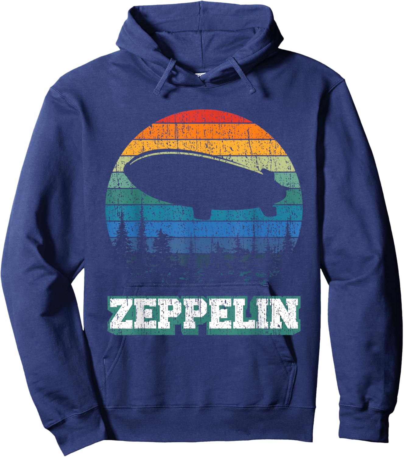 Vintage Zeppelin Funny Sunset Airship Pilot Dirigible Lovers Hoodie - Hoodie | Navy