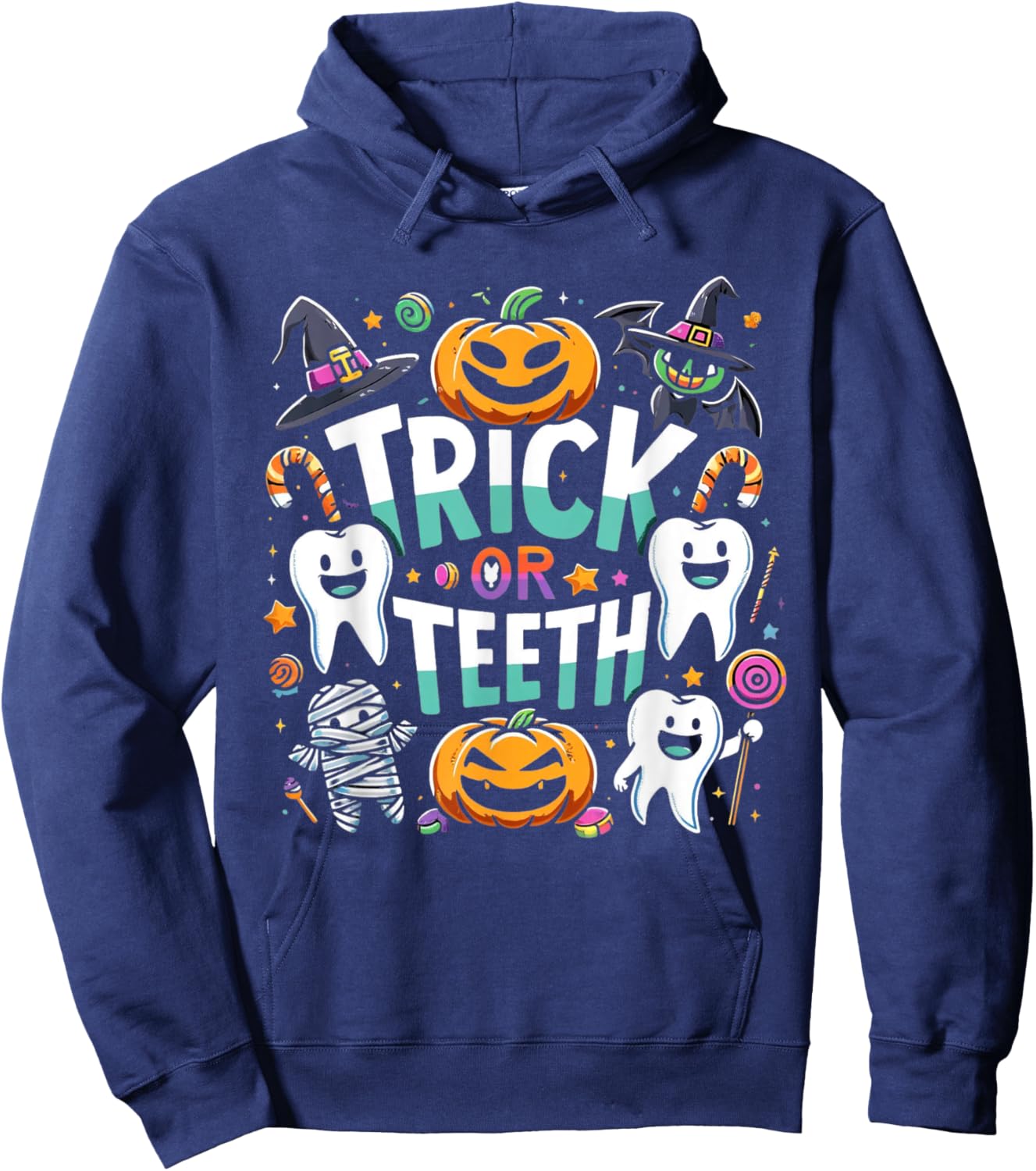 Trick Or Teeth Funny Dentist Halloween Dental Hygienist Hoodie - Hoodie | Navy