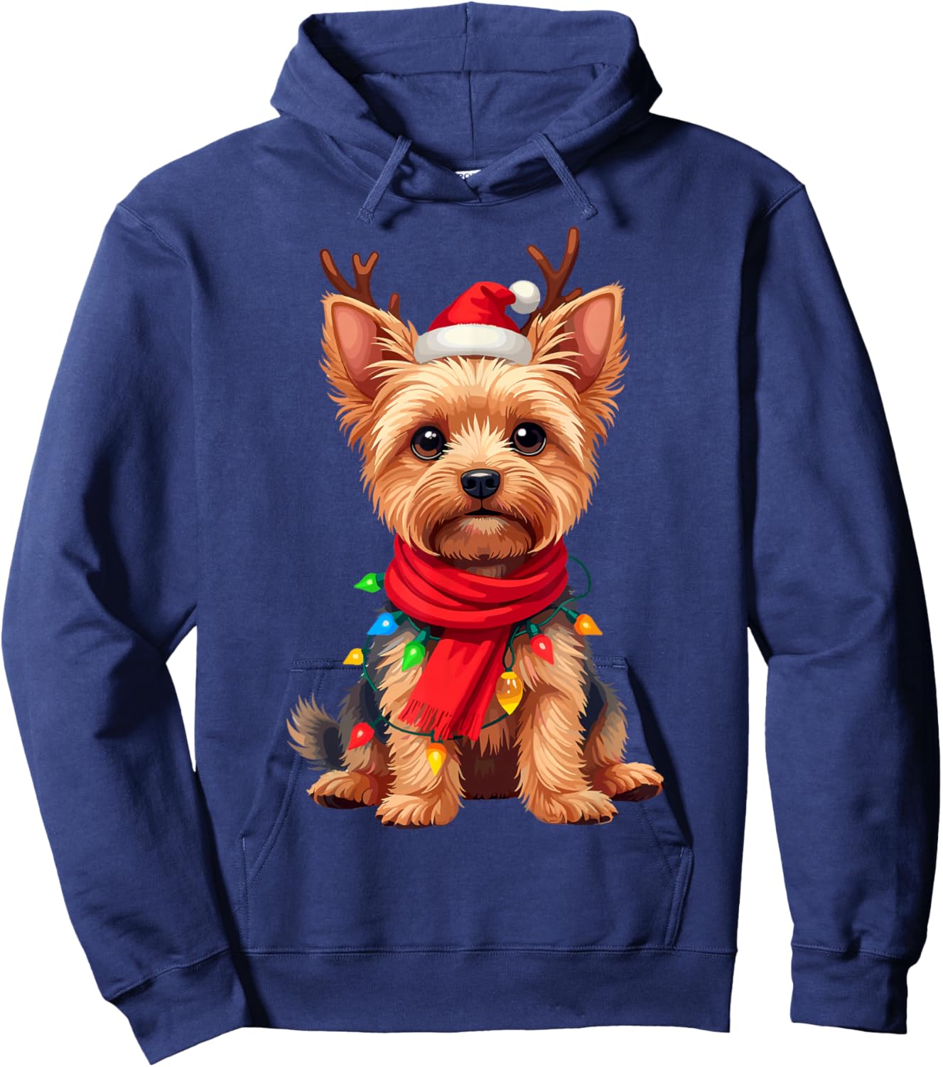 Yorkshire Terrier Santa Reindeer Christmas Yorkie Dog Lover Hoodie - Hoodie | Navy