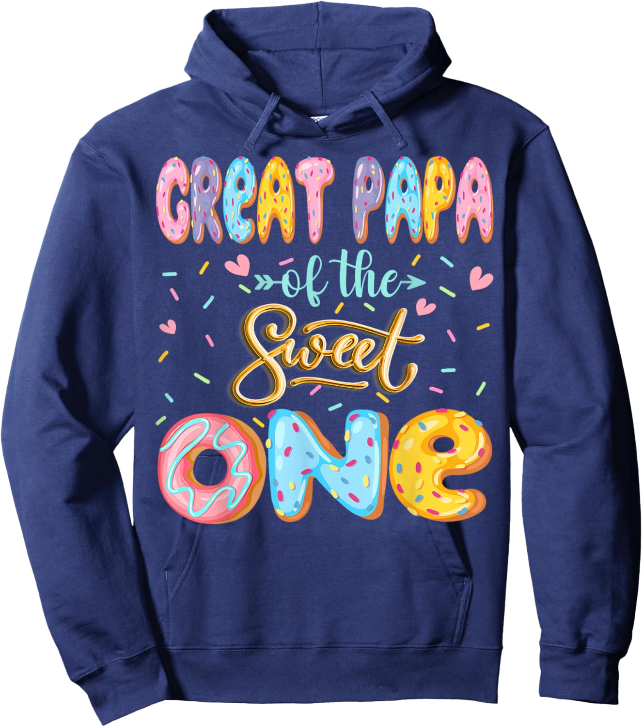 Great Papa Of The Sweet One 1St Birthday Girl Donut Lover Hoodie - Hoodie | Navy