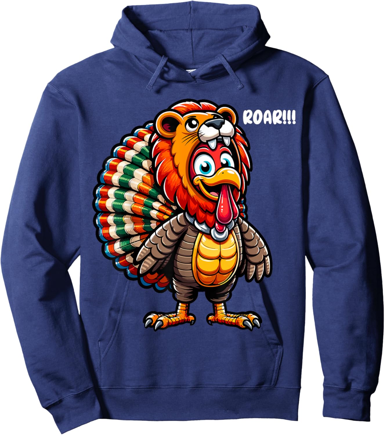 Thanksgiving Turkey Lion Roar Costume Lion Funny Halloween Hoodie - Hoodie | Navy