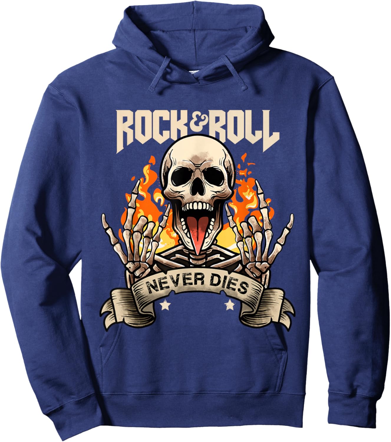 Rock And Roll Never Die Vintage Retro Rock&Roll Rock Concert Hoodie - Hoodie | Navy