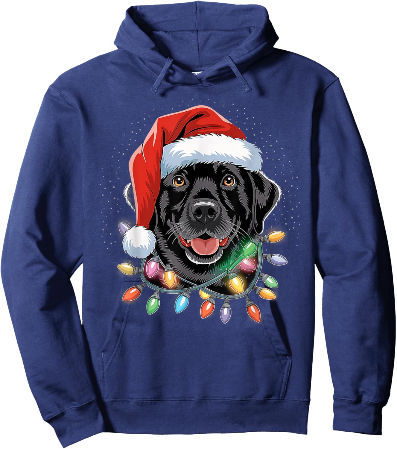 Black Lab Labrador Christmas Tree Light Pajama Dog Xmas Women Kids Hoodie - Hoodie | Navy