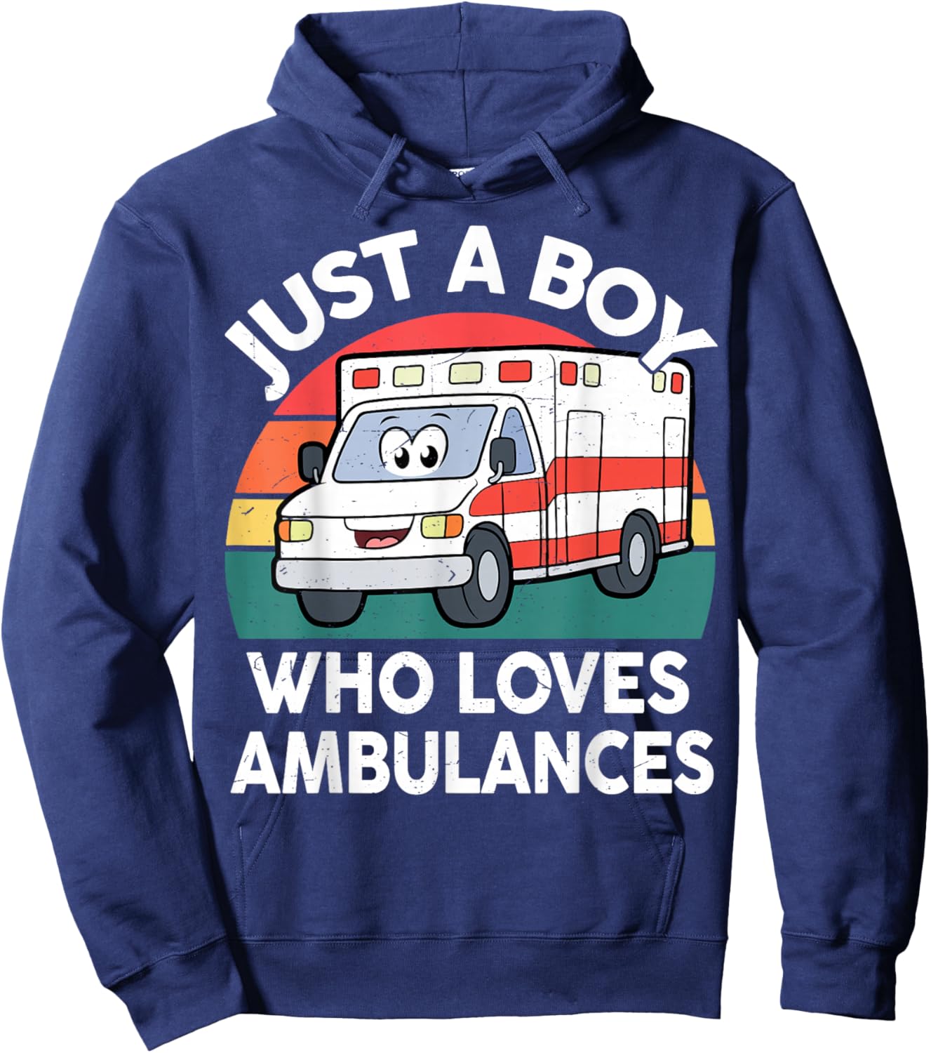 Toddler Just A Boy Who Loves Ambulances First Responder Kids Hoodie - Hoodie | Navy