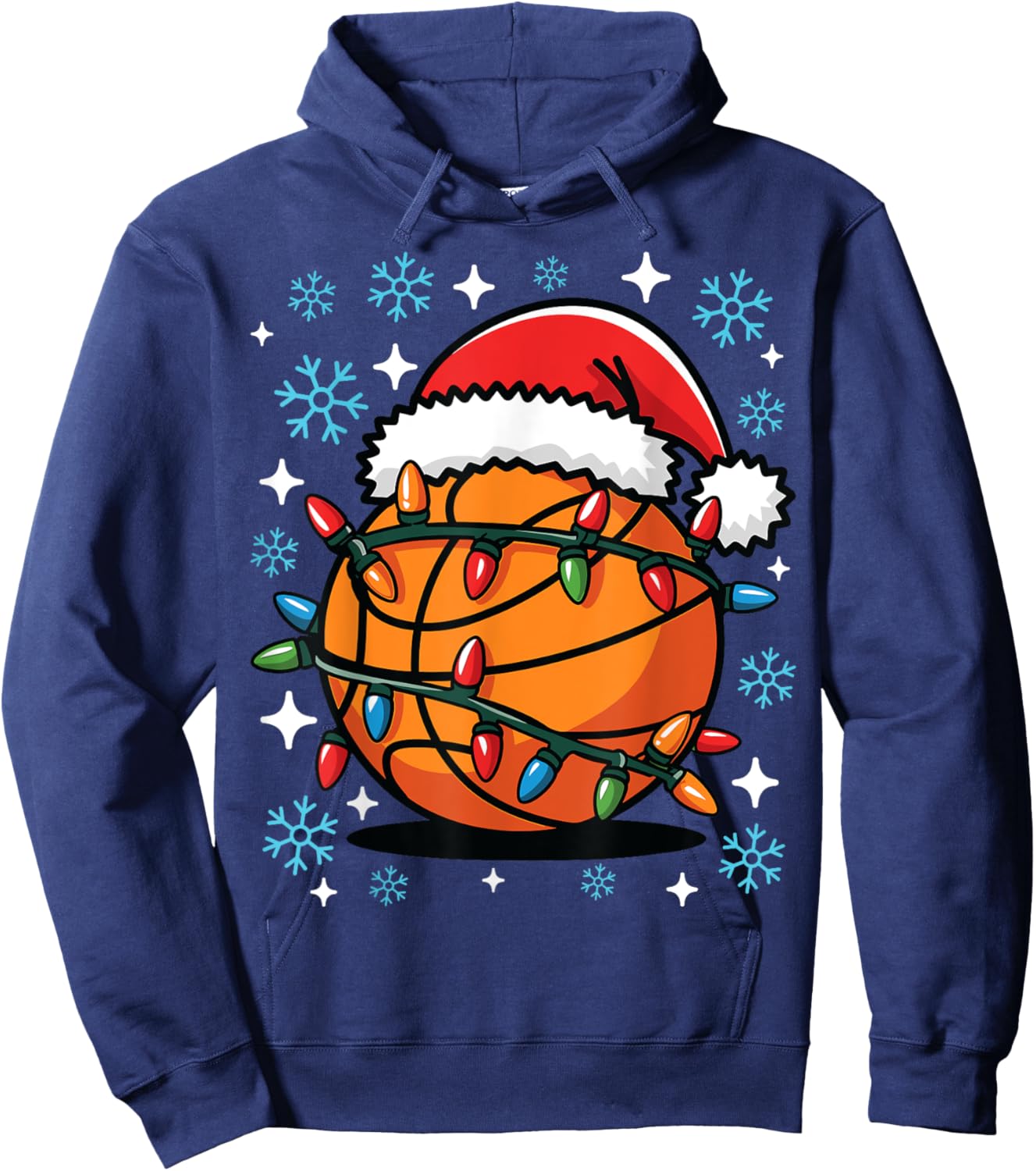 Basketball Player Xmas Santa Hat Basketball Christmas Funny Hoodie - Hoodie | Navy