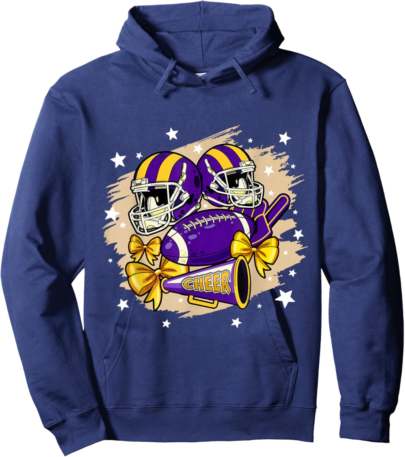 Football Cheer Mom Sister Coquette Bow Game Day Purple Women Hoodie - Hoodie | Navy